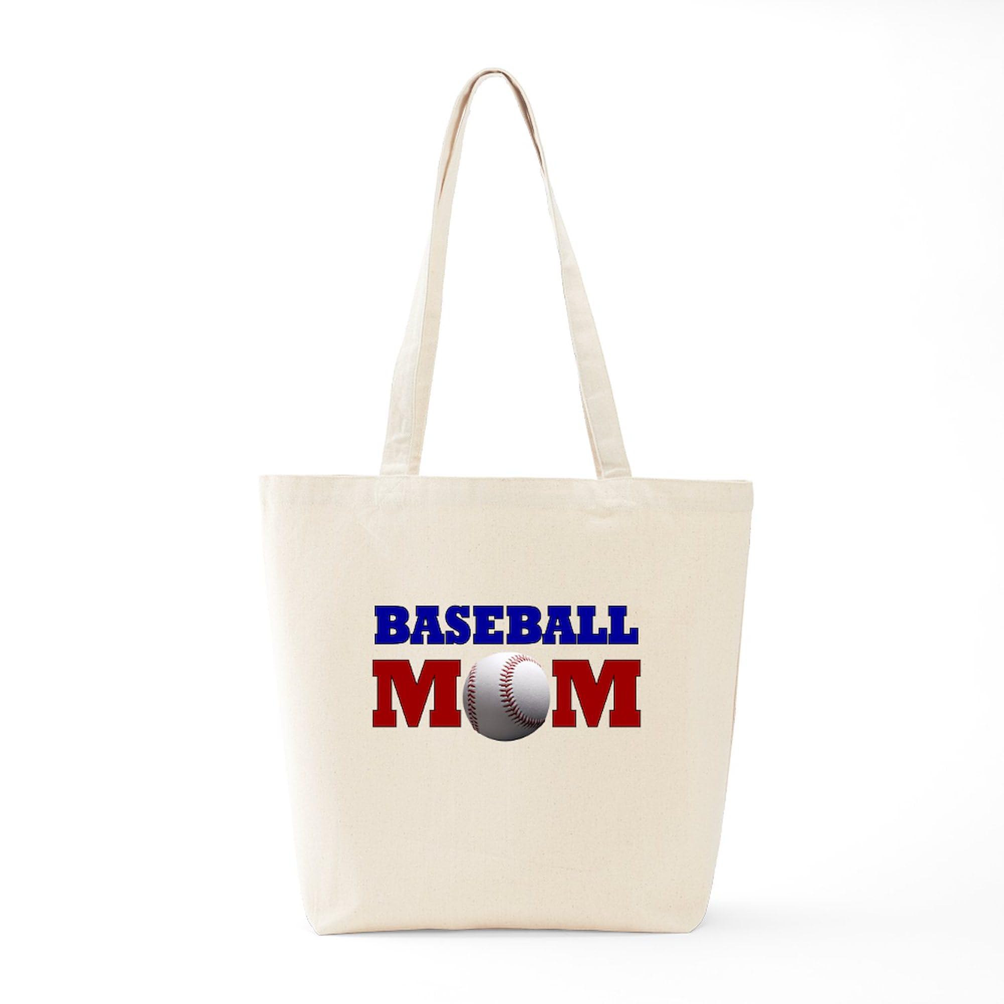 Baseball Mom Tote Bag - Natural Canvas Reusable Shopping Bag for Groceries, Beach, and Everyday Use