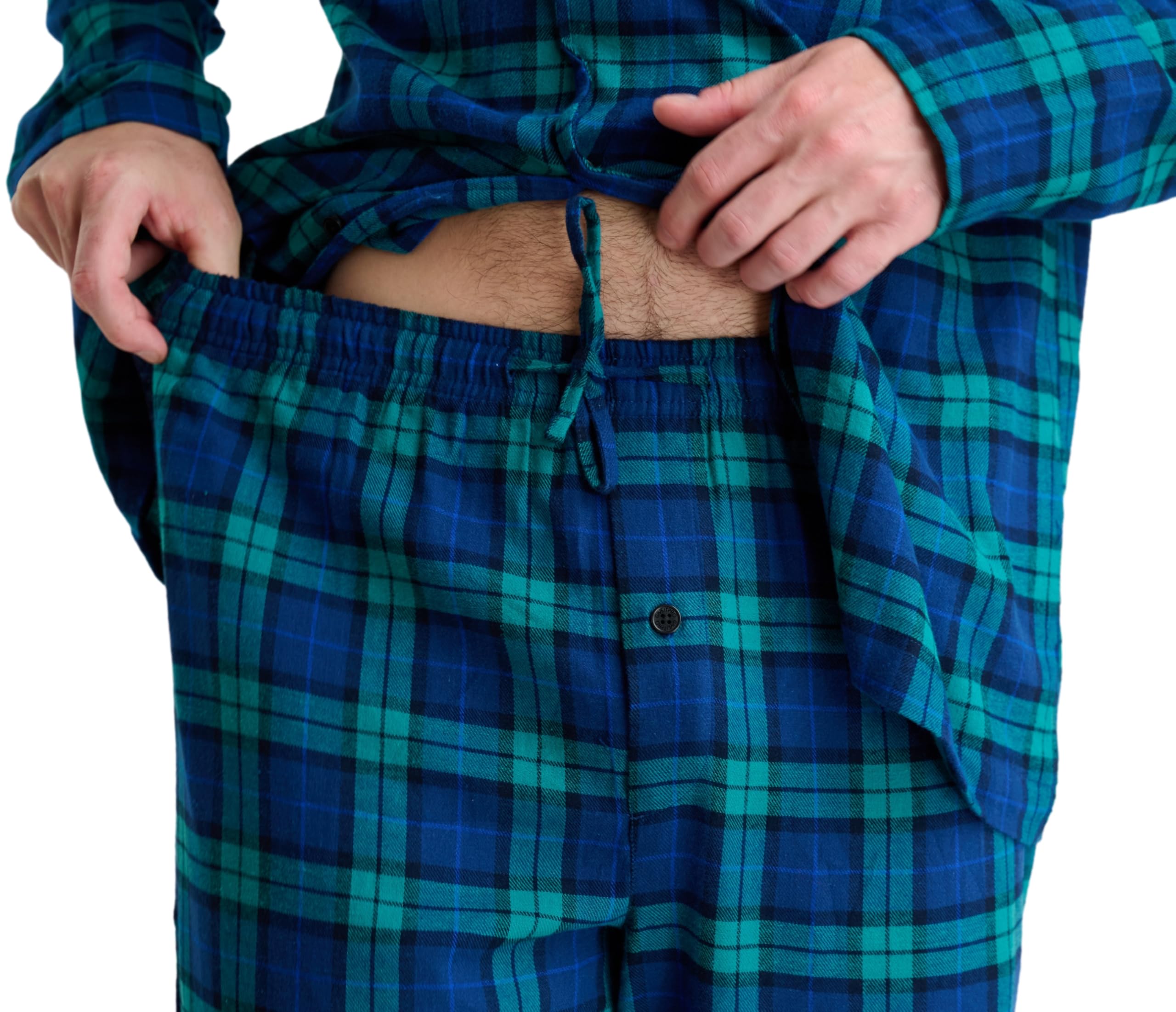 GIVEITPRO Men's Cotton Flannel Long Sleeve Button Down Pajama Set - Soft & Warm Sleepwear for Winter Nights, Lounging at Home