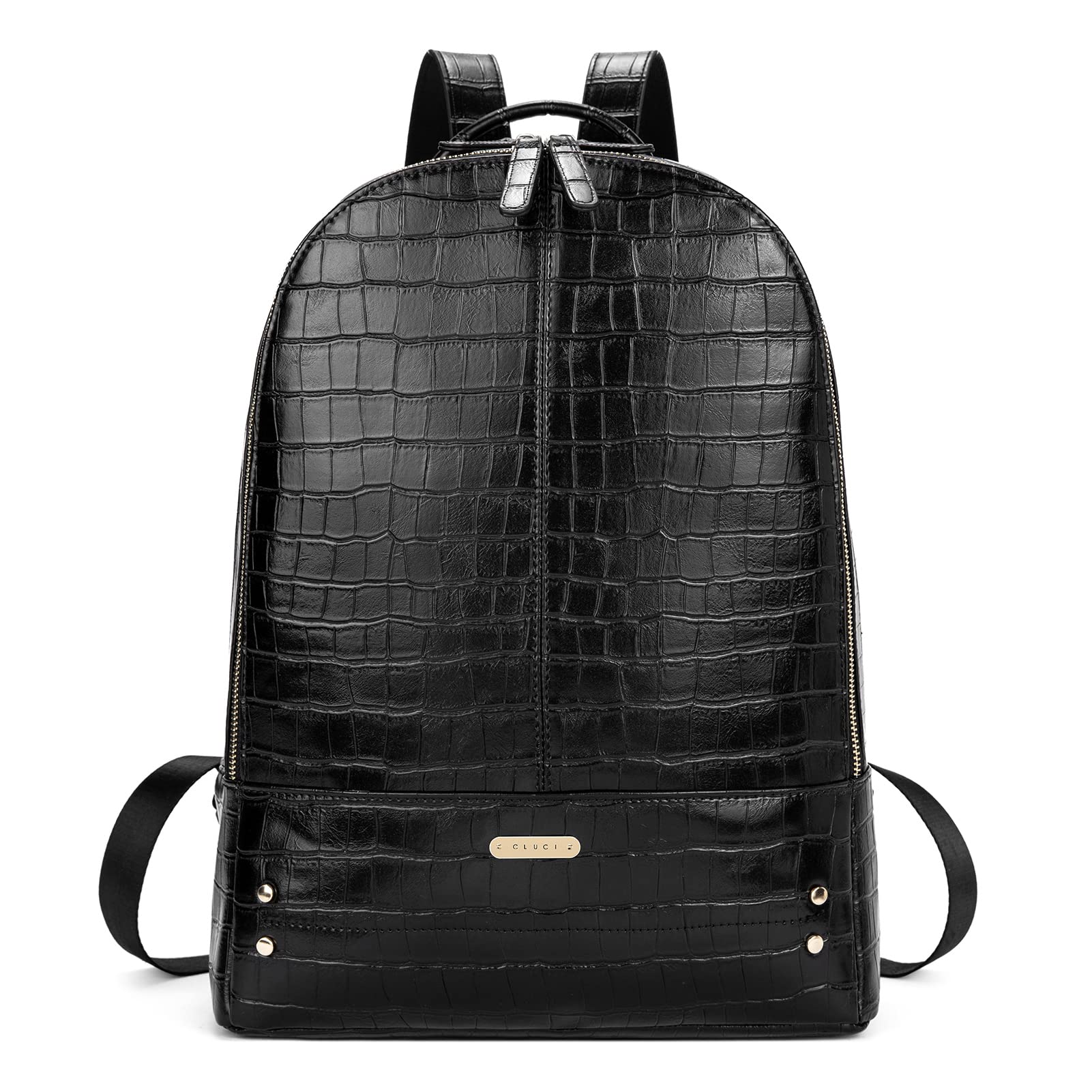 CLUCI Vintage Leather Laptop Backpack for Women - 15.6 Inch Waterproof Computer Bag for Work, Travel & College - Stylish Large Backpack with USB Charging Port