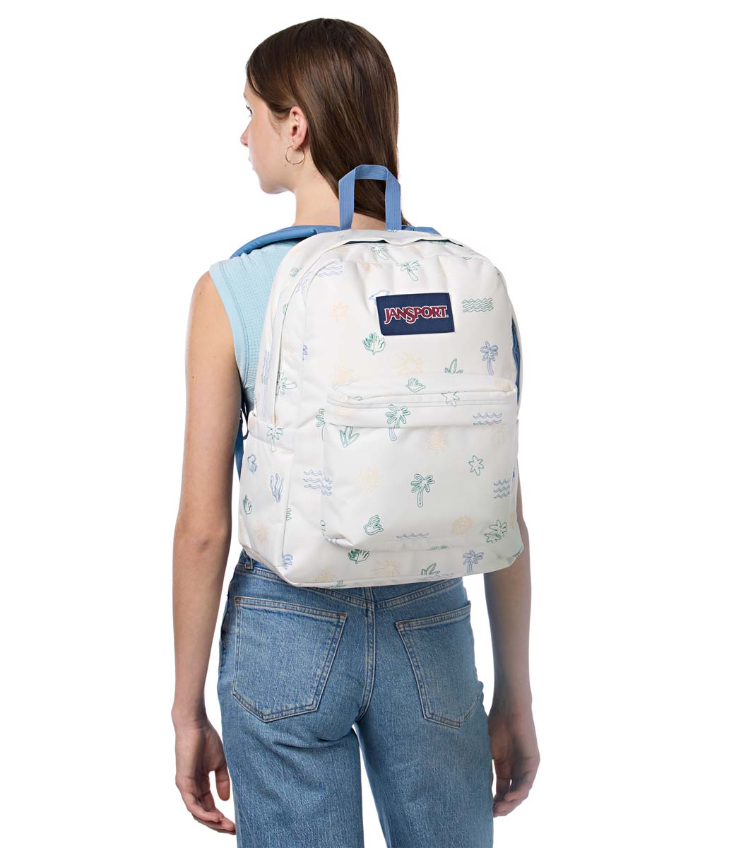 JanSport SuperBreak Plus Backpack - Lightweight Laptop Backpack for School & Travel, Durable Water-Resistant Design with Sunny Sketches Print | Perfect for College Students, Commuters & Outdoor Adventures