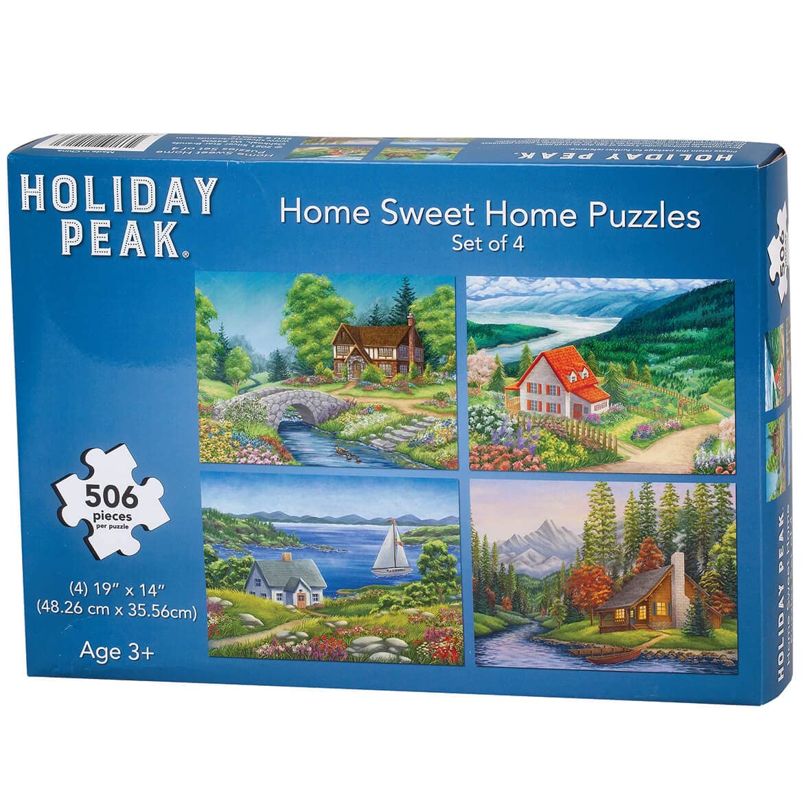 Premium Holiday PeakTM 4-Piece Home Sweet Home Landscape Jigsaw Puzzles Set – Perfect for Family Bonding, Relaxation & Home Decor