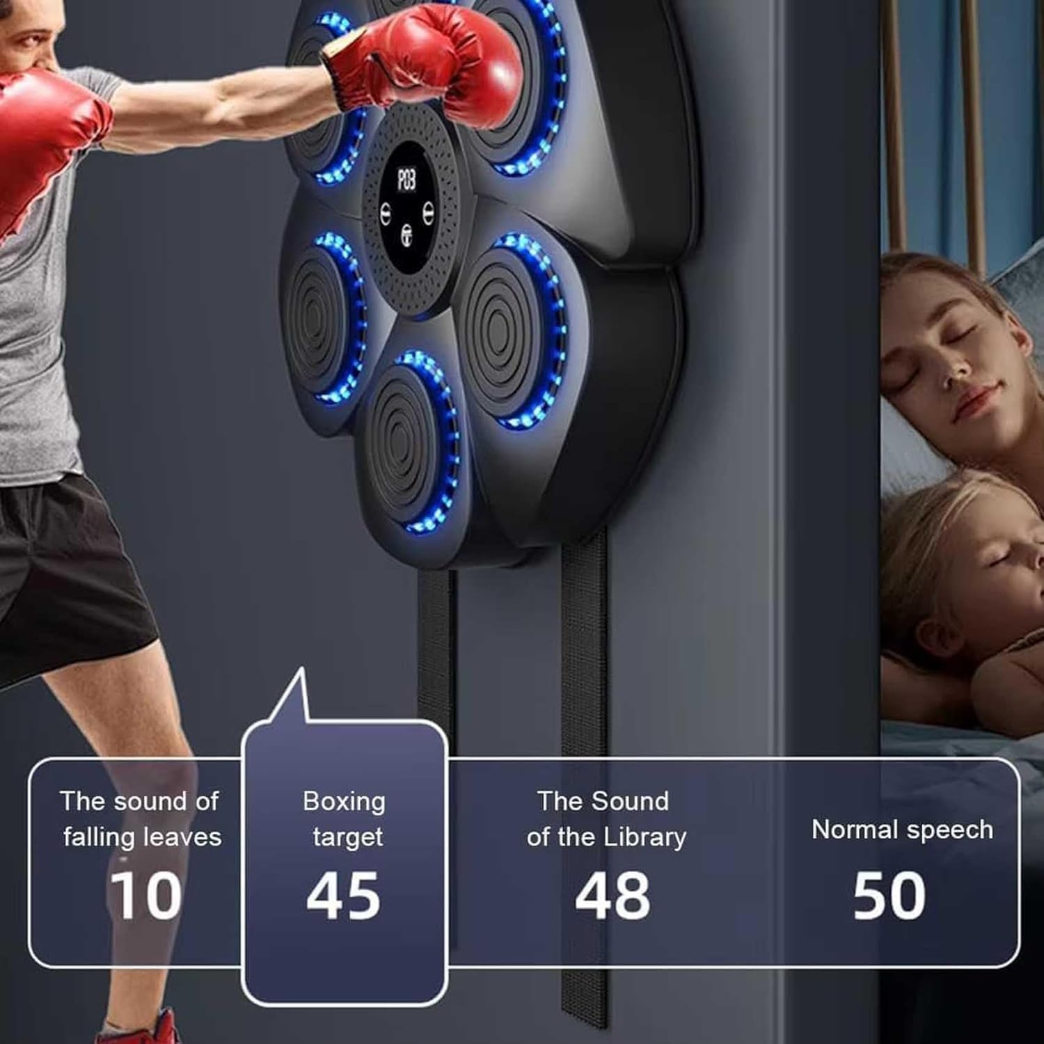 Smart Wall Mounted Music Boxing Machine for Adults - Punching Pad with Bluetooth & LED Display - Perfect for Home Gym, Boxing Training & Stress Relief