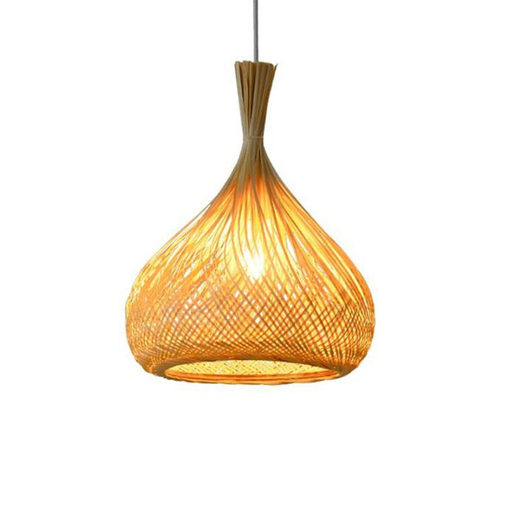 Vintage Bamboo Woven Lamp Shade - Handcrafted Hollow Pendant Light with Wicker Design for Ceiling, Indoor Decorative Lighting Fixture | Perfect for Living Room, Bedroom, Restaurant & Cafe Ambience
