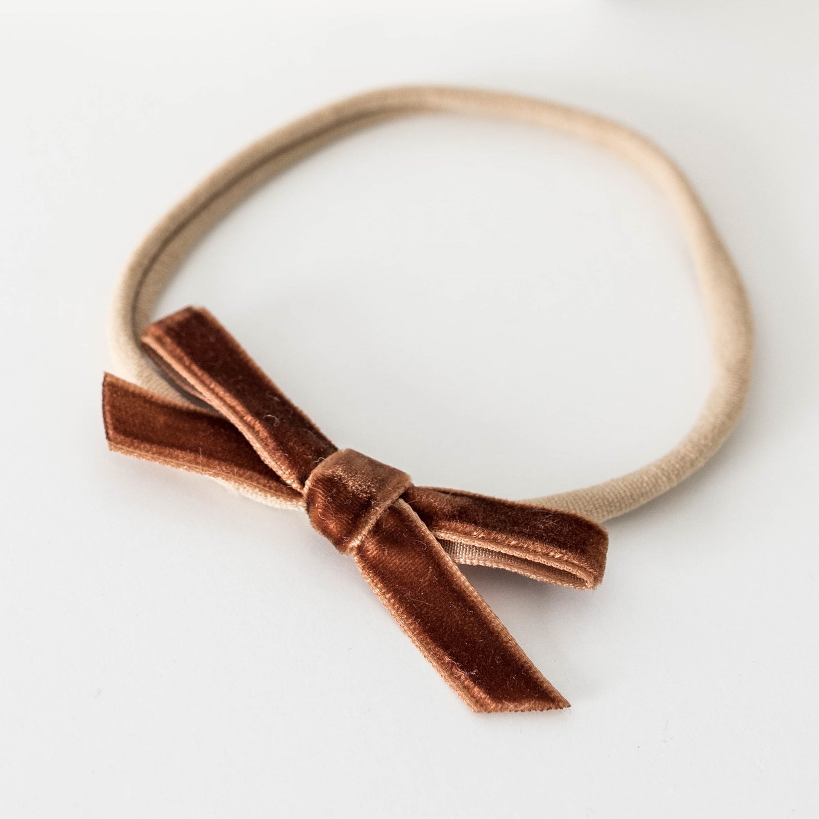 Snuggle Hunny Velvet Bow Stretchy Headband for Women - Soft & Comfortable Hair Accessories - Toffee Brown - Perfect for Workouts, Yoga, and Everyday Wear