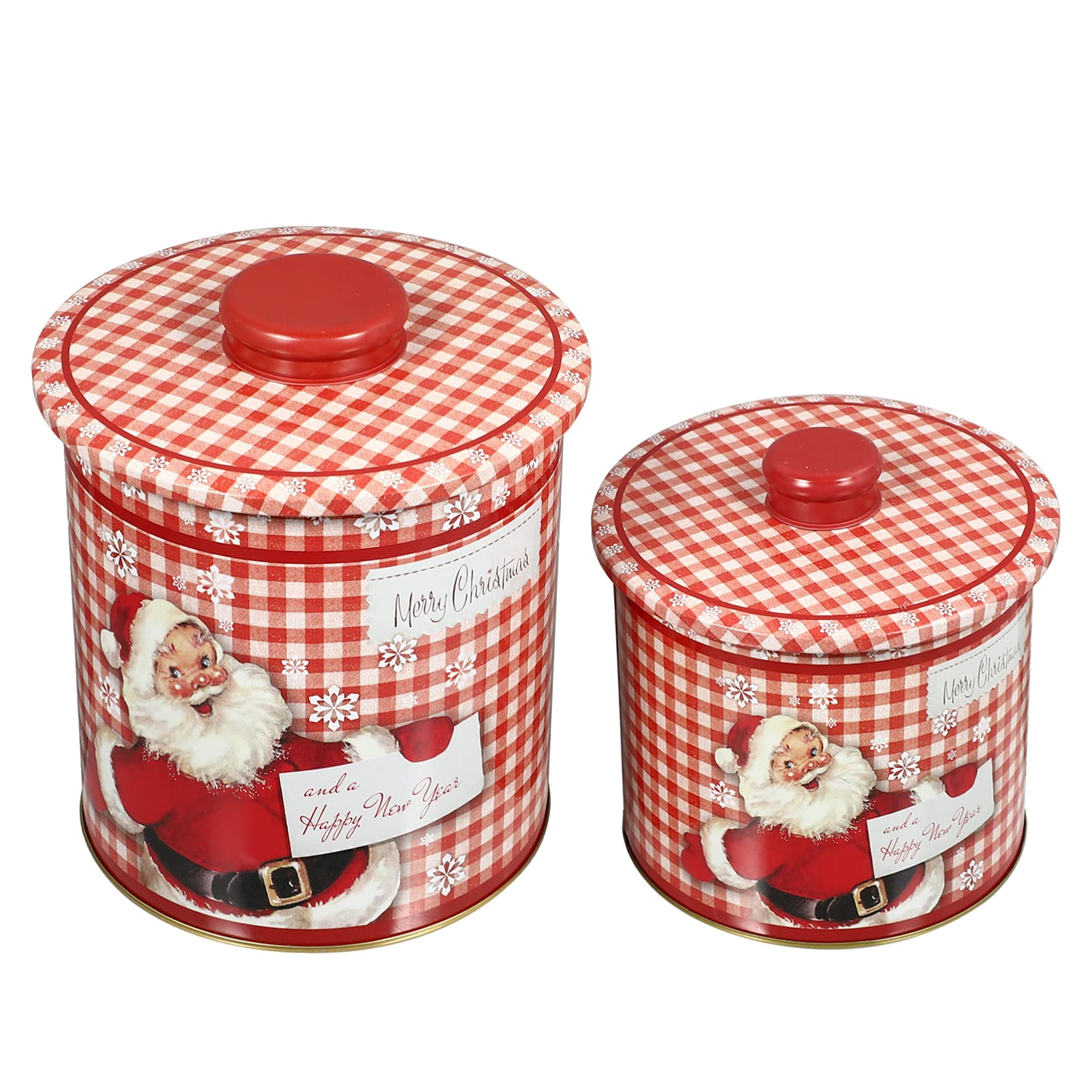 2Pcs Christmas Candy Boxes - Tinplate Iron Cookie Tins, Square Gift Jars for Holiday Treats & Party Supplies (Red) | Perfect for Christmas Gifts, Cookie Storage & Festive Decorations