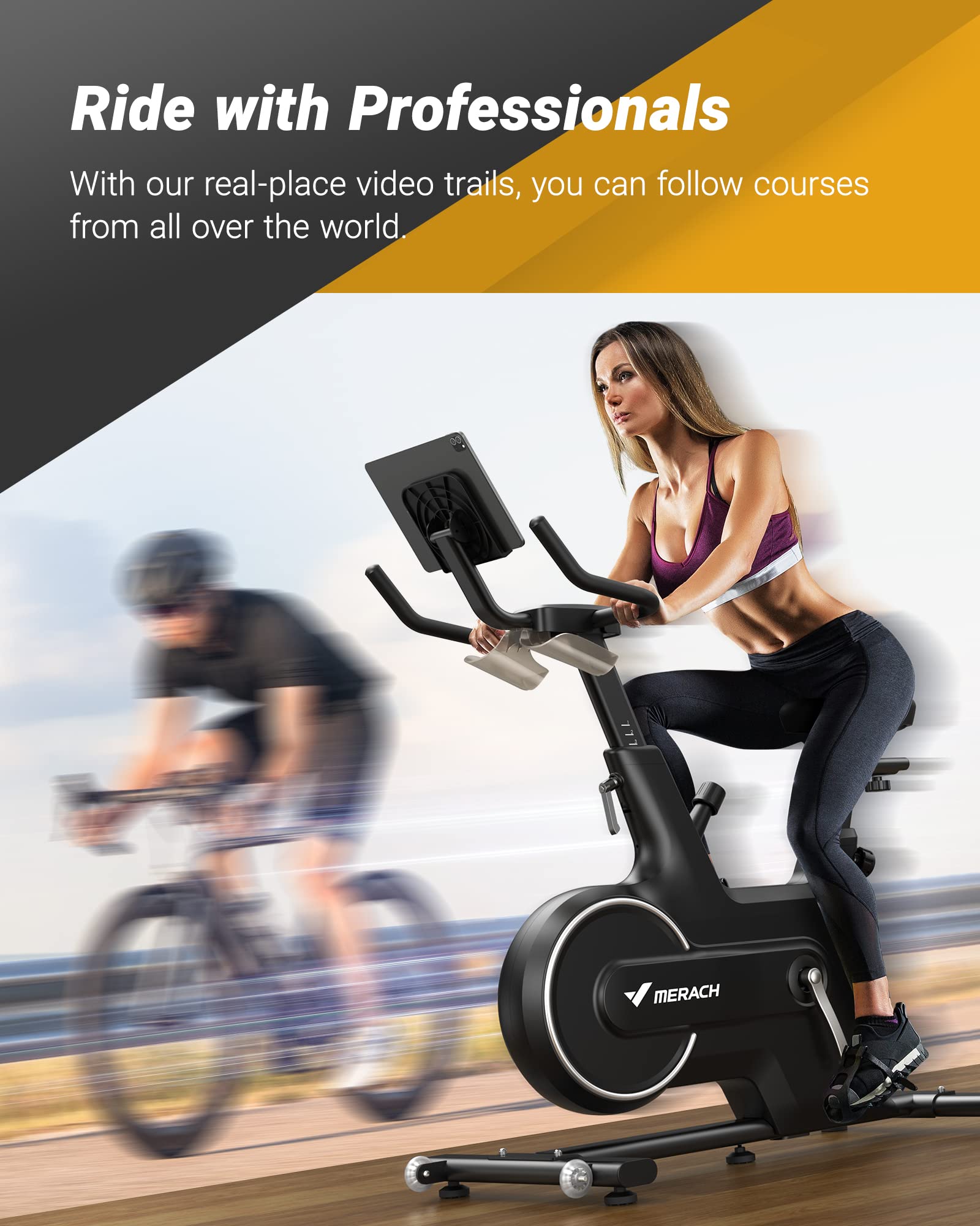 MERACH Magnetic Resistance Indoor Cycling Bike - Bluetooth Enabled Exercise Bike for Home with Auto Resistance & APP Data Tracking, Tablet Holder - Perfect for Home Gym, Cardio Workouts & Fitness Training