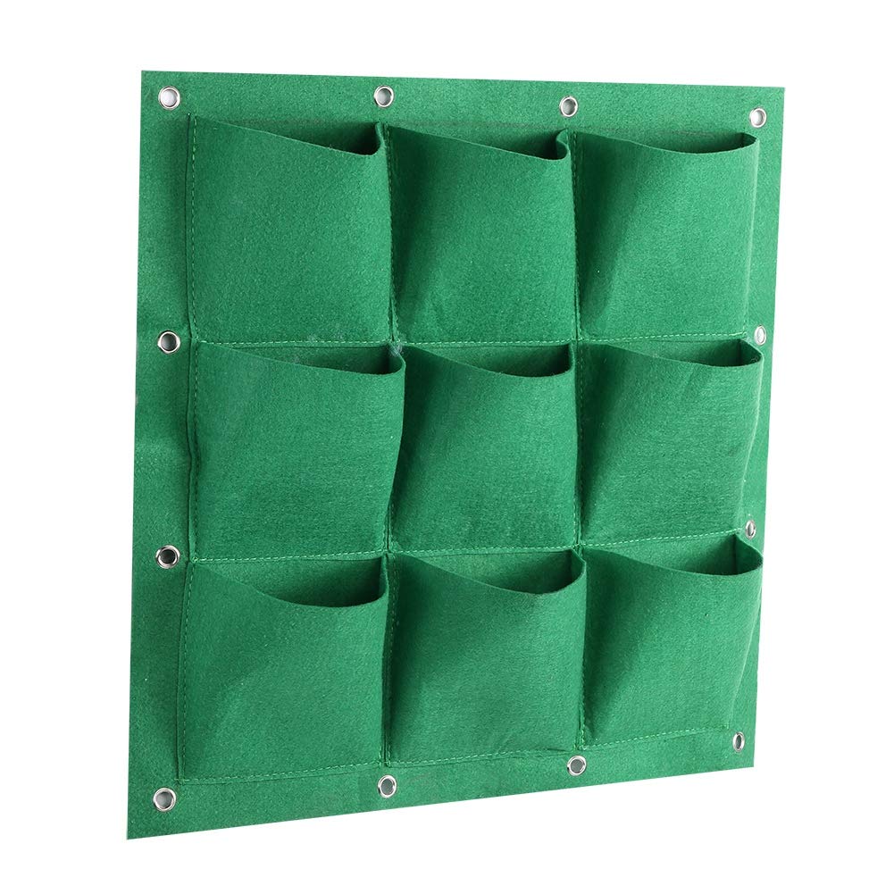 Atyhao 9 Pocket Hanging Planter Bags - Vertical Wall Garden Plant Grow Bags for Indoor/Outdoor Greening (Green) - Perfect for Balcony, Patio, and Small Space Gardening