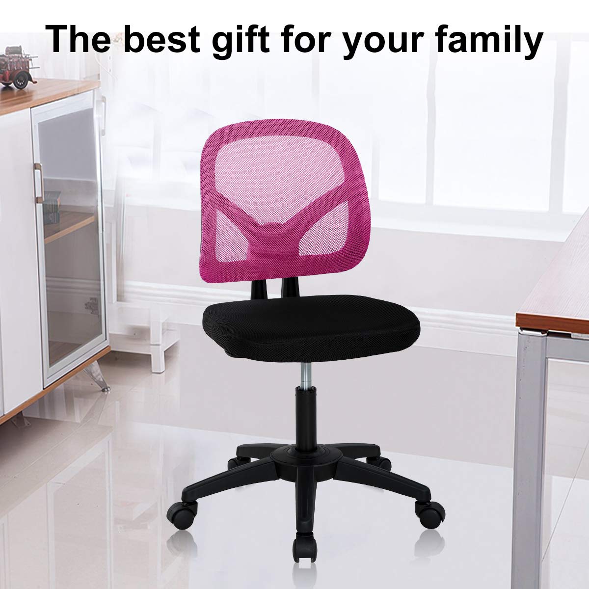 Ergonomic Mesh Office Chair with Lumbar Support - Adjustable Height Swivel Rolling Task Chair for Women & Men - Pink Computer Desk Chair for Home Office, Gaming & Workspaces