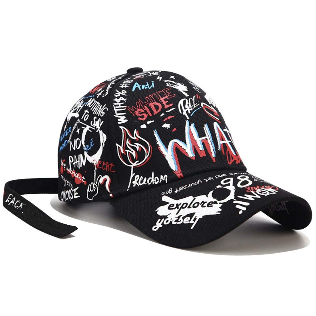 Graffiti Print Unisex Baseball Cap - Adjustable Long Strap Hip Hop Snapback Hat for Men & Women - Trendy Streetwear Fashion Accessory for Outdoor Activities, Concerts, and Sun Protection