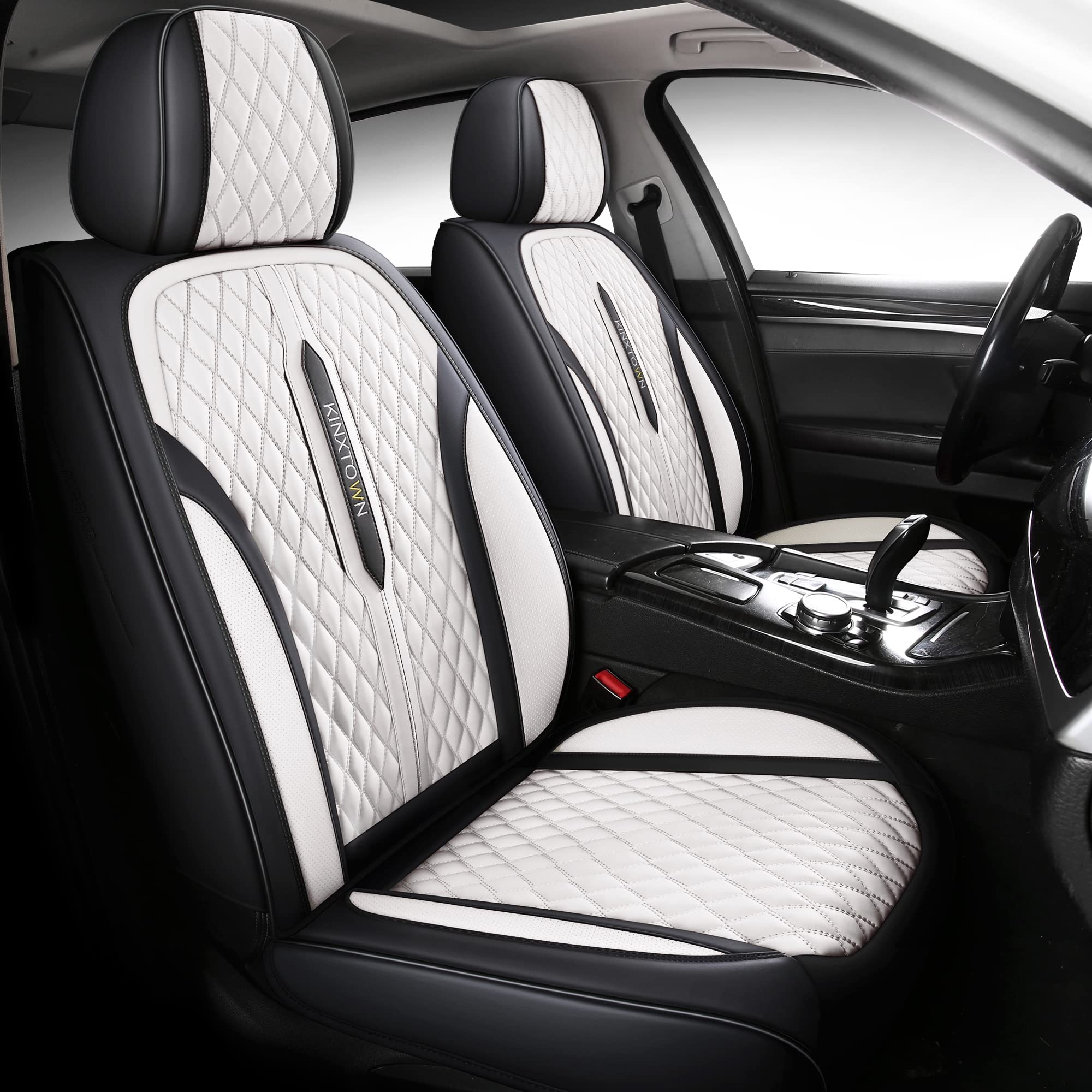 Premium Faux Leather Car Seat Covers Full Set - Universal Fit for Cars, SUVs & Trucks | 5-Passenger Leatherette Auto Interior Accessories | Perfect for Daily Commute, Road Trips & Vehicle Protection