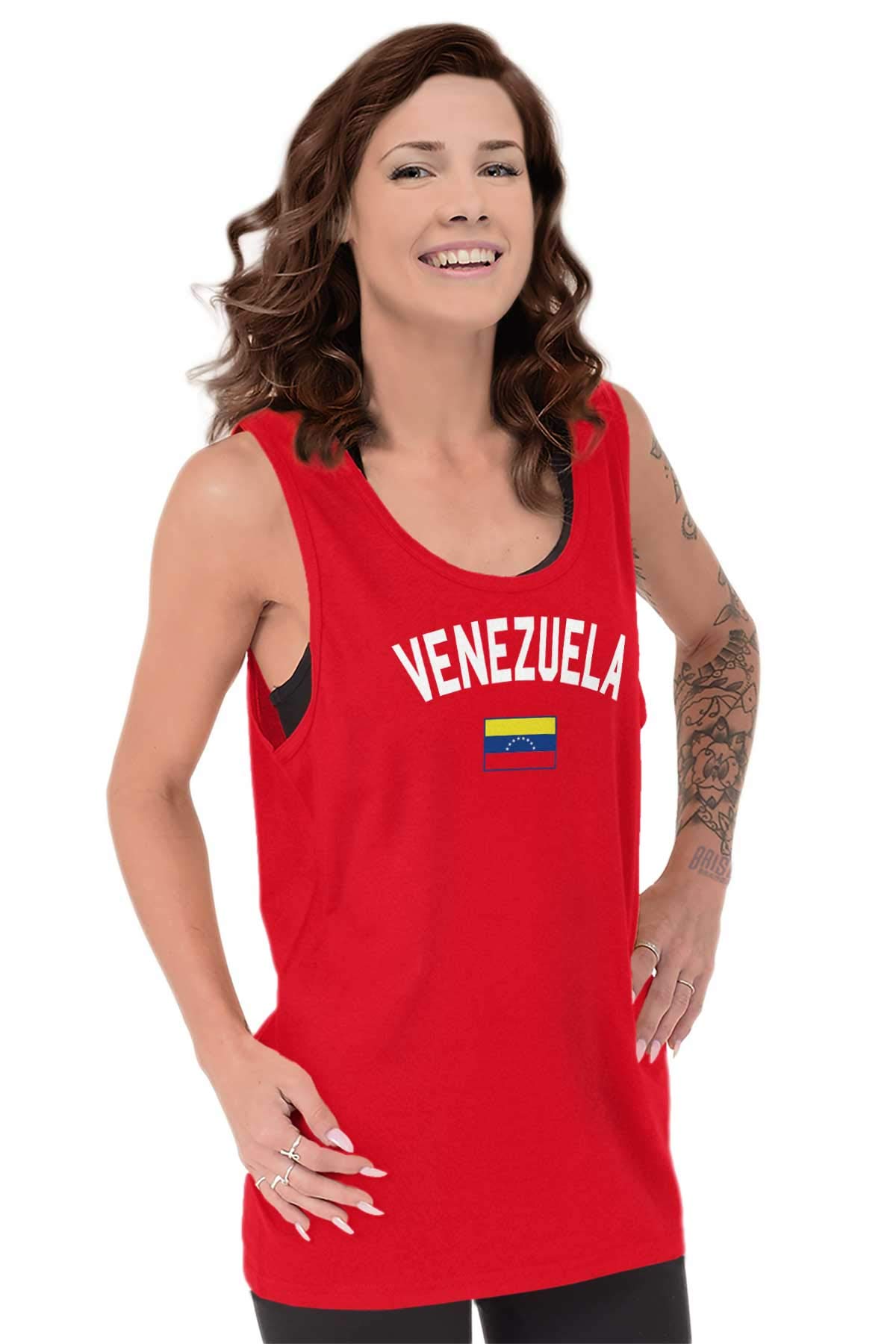 Brisco Brands Venezuela Flag Soccer Fan Tank Top T-Shirt for Men & Women - Perfect for World Cup, National Pride & Sports Events