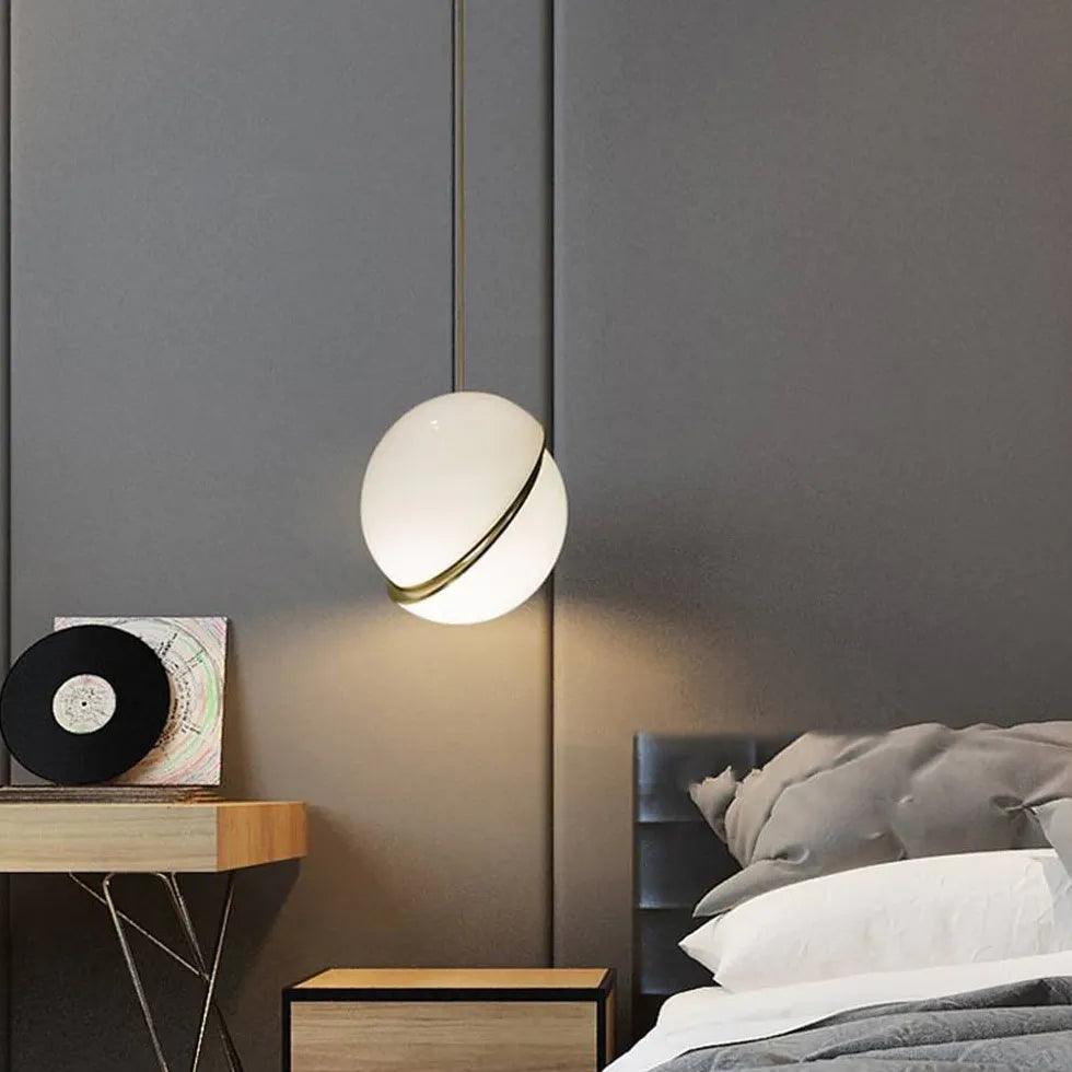 Modern White Spherical Acrylic Pendant Light - Sleek Ceiling Lighting Fixture for Living Room, Bedroom, and Dining Room Decor
