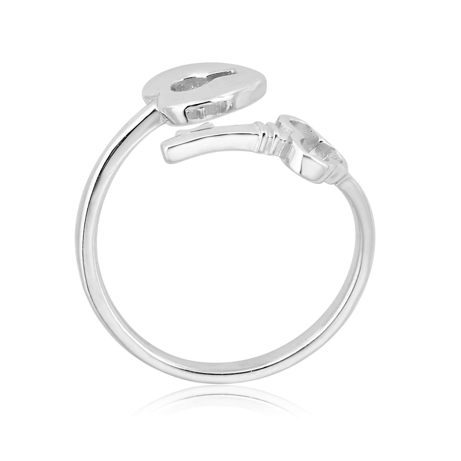 AVORA 925 Sterling Silver Adjustable Key & Heart Lock Toe Ring for Women - Elegant Foot Jewelry for Beach, Summer & Boho Fashion