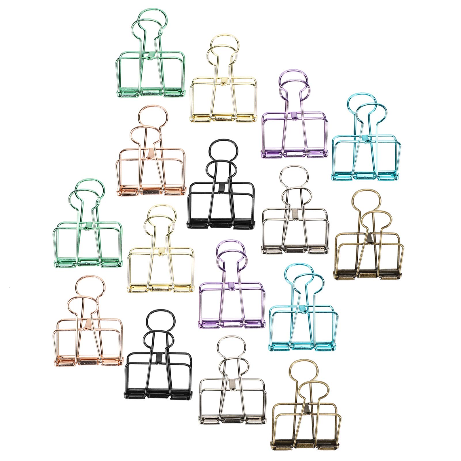 16Pcs Colorful Metal Wire Binder Clips - Stainless Steel Hollow Paper Clamps for Office, School, Home & Organizing Documents (Medium Size) - Perfect for Filing, Crafting & Bulletin Boards