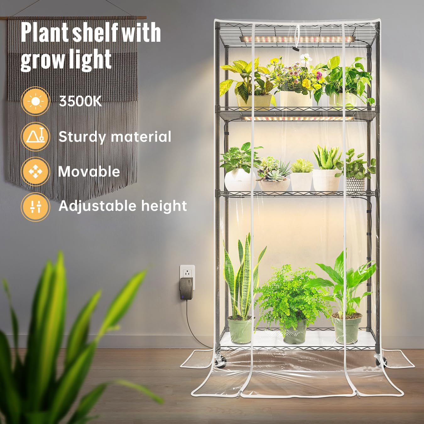4-Tier Indoor Greenhouse with Grow Lights - 30