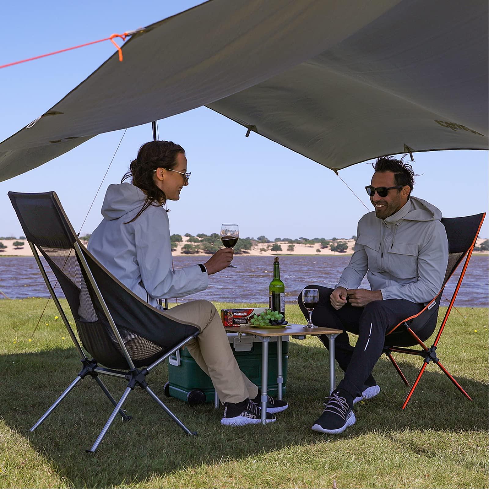 KingCamp 2 Pack Lightweight High Back Camping Chairs - Compact Folding Backpacking Chairs with Headrest, Side Pocket & Carry Bag - Heavy Duty 330lbs Capacity (Only 3.2lbs Each) - Perfect for Outdoor Travel, Picnic, Fishing, Beach, Hiking & Backyard Relaxation
