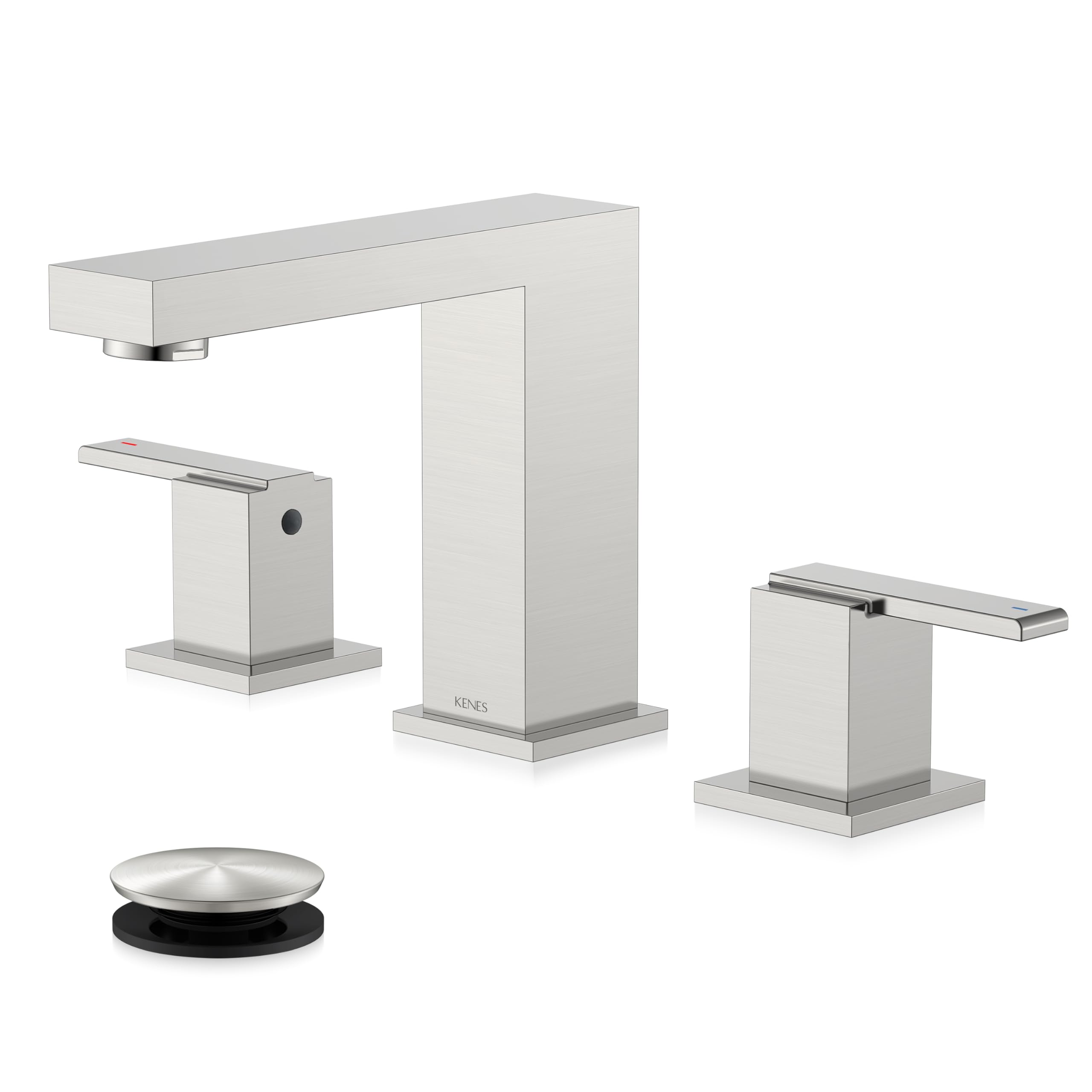 Brushed Nickel Bathroom Faucet 2-Handle 8-Inch with Drain for Vanity Sink