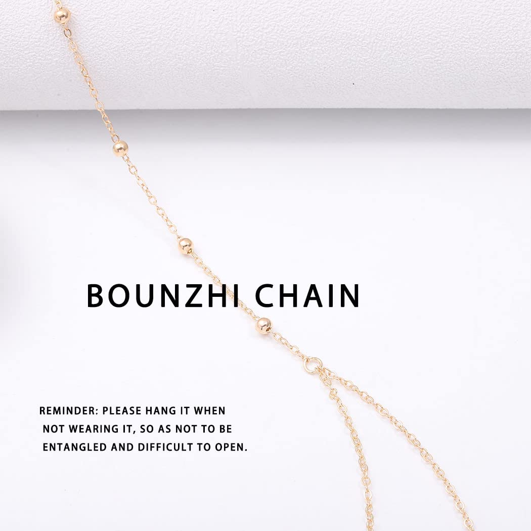 Bounzhi Gold Sexy Body Chain - Crossover Thin Bra Bikini Waist Belly Jewelry for Women | B-100 | Perfect for Beach Parties, Music Festivals & Boudoir Photography