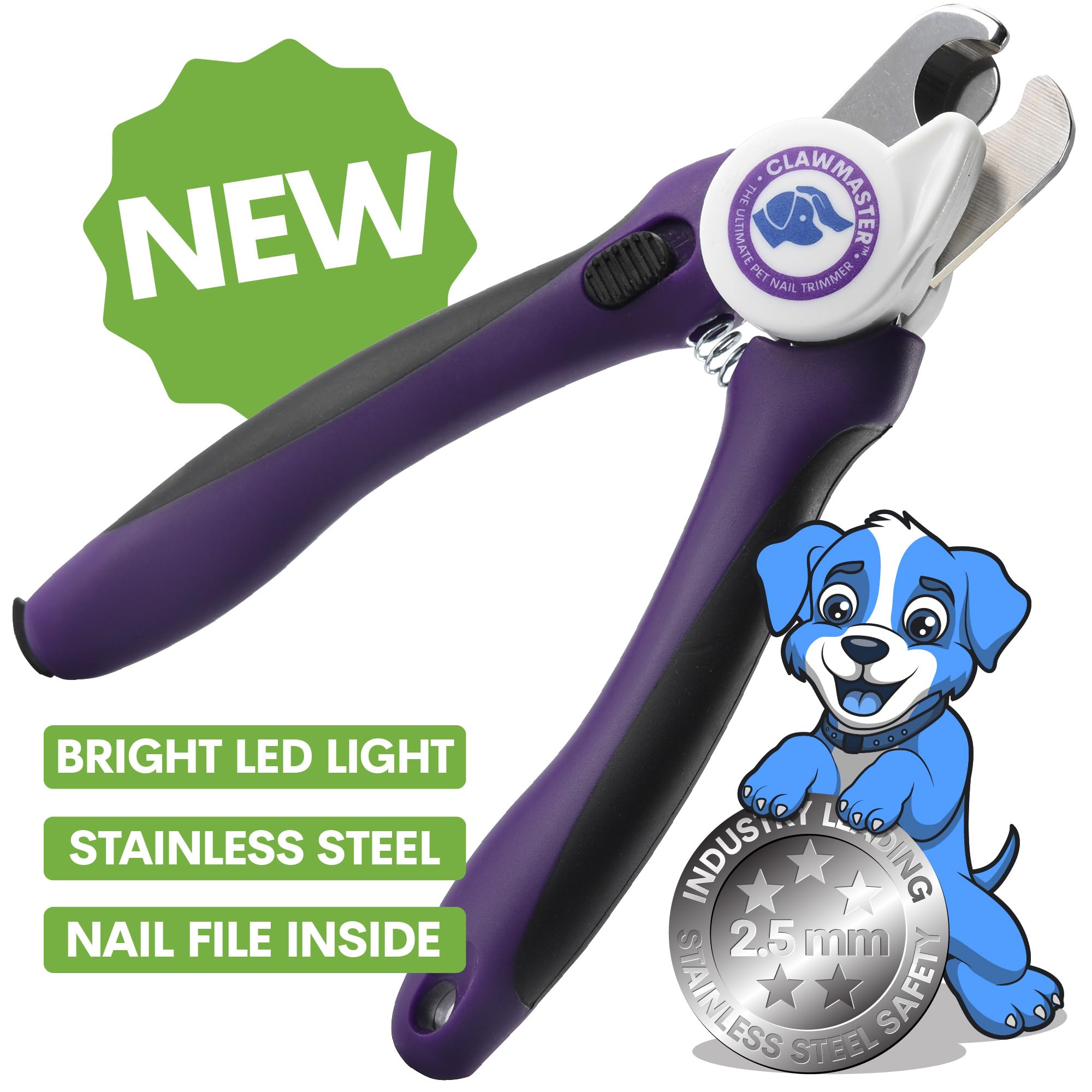 LED Pet Nail Clippers for Dogs & Cats - Illuminated Claw Trimmer with 3.5mm Stainless Steel Blade, Safety Guard & Built-in Light for Safe, Easy Grooming at Home - Perfect for Anxious Pets & DIY Pet Care