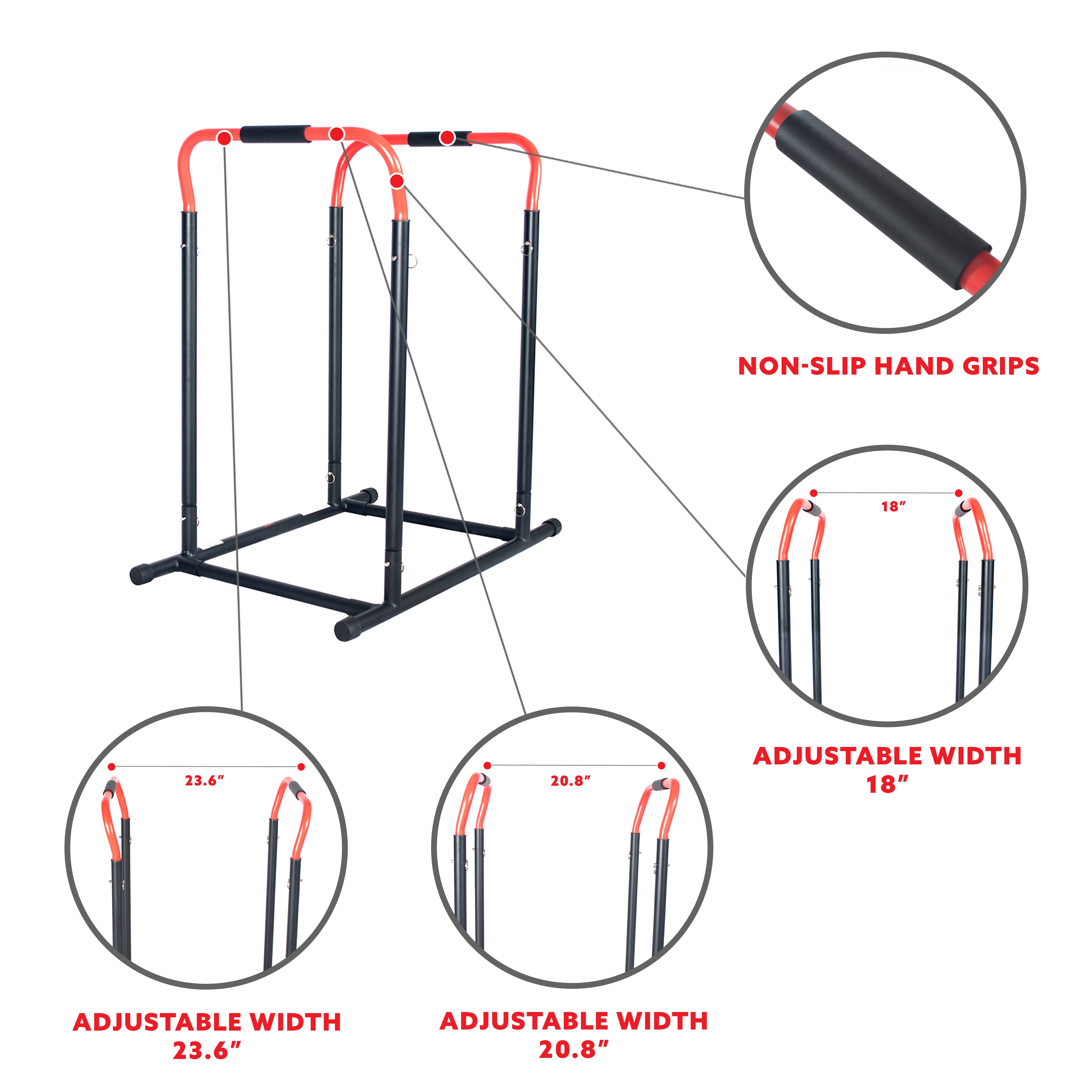 3-Level Adjustable Dip Station for Home Gym - Perfect for Pull-Ups, Dips & Core Workouts