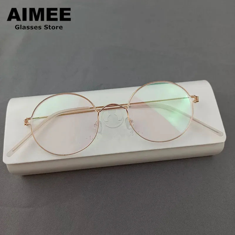 Aimee Women's Full Rim Round Screwless Titanium Eyeglasses 13120 - Lightweight & Durable Eyewear for Work, Reading & Fashion