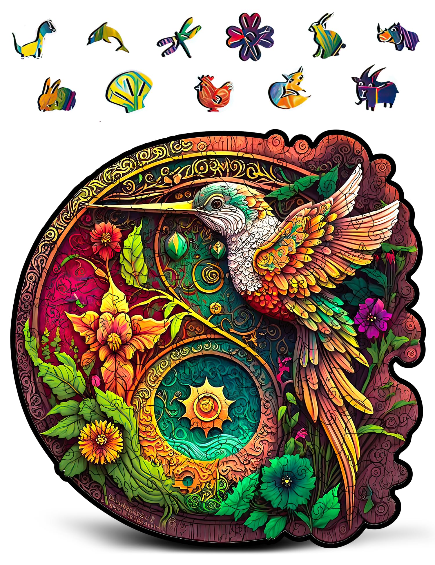 Hummingbird Wooden Jigsaw Puzzle for Adults - 114 Piece A4 Nectar Quest Puzzle with Unique Animal Shape - 7.7