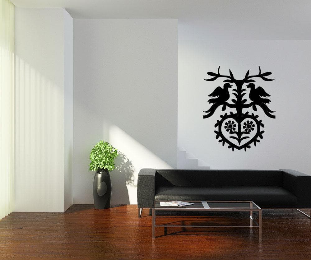 German Art Vinyl Wall Decal Sticker with Birds & Heart Design - Perfect for Nursery, Bedroom & Home Decor #OS_MG425