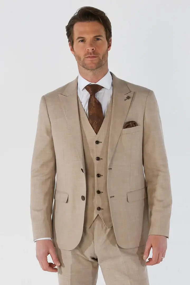 Stylish Beige Men's 3-Piece Suit for Weddings, Business & Formal Events | Premium Quality Tailored Suit for Men
