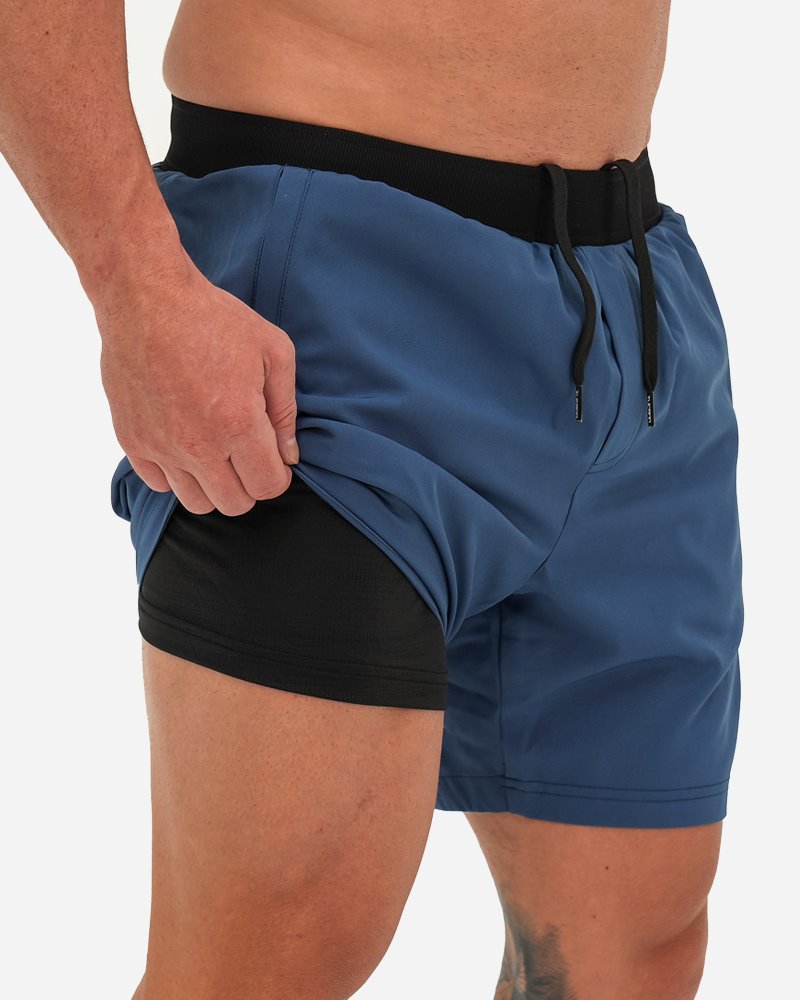 Hybrid Active Shorts for Men & Women - Comfortable Navy Blue Workout Shorts for Running, Gym, Yoga & Outdoor Sports