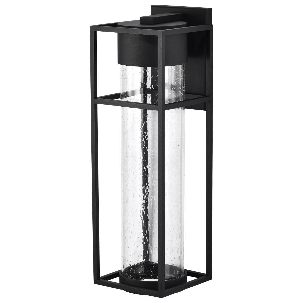 Nuvo 62 1614 LED Large Outdoor Wall Lantern - Matte Black with Seeded Glass - Weatherproof Exterior Lighting for Porch, Patio, Garden & Entryway