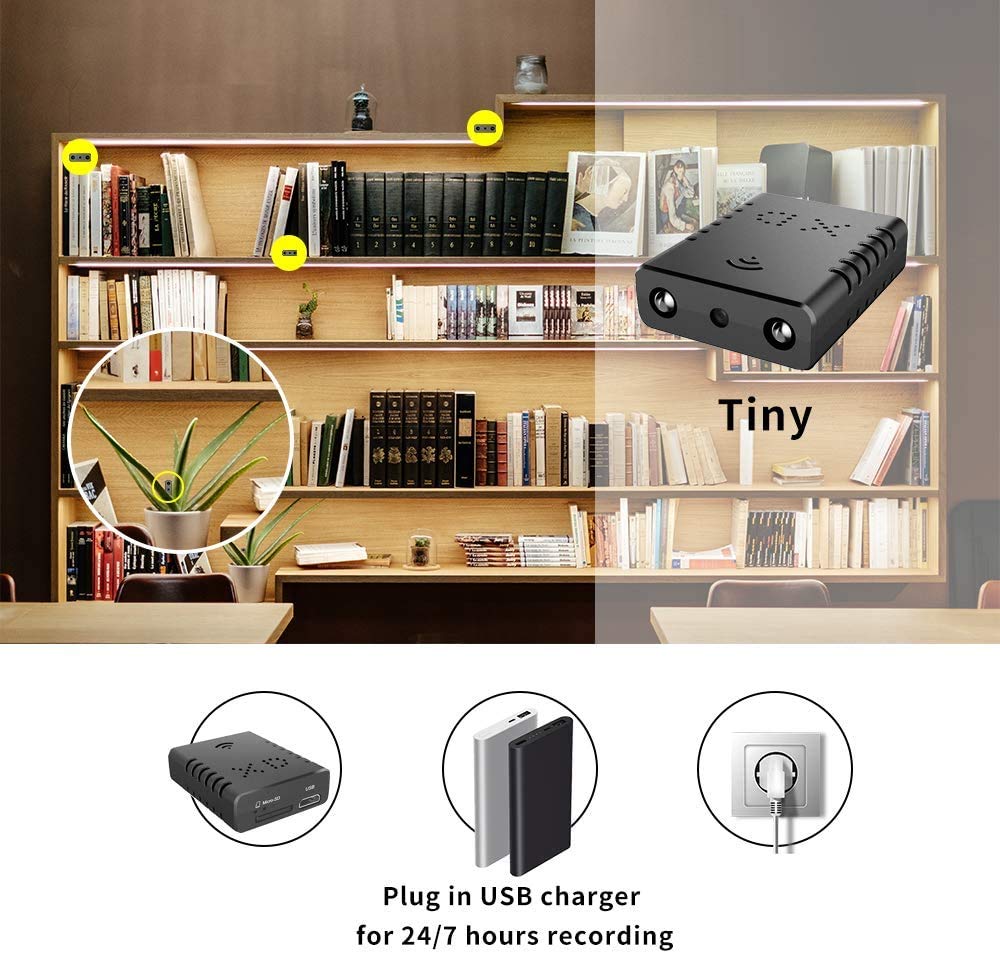 Smallest WiFi Spy Hidden Camera - Mini Wireless HD Indoor Security Camera with Motion Detection, Night Vision & Cloud Storage for iPhone, Android, iPad, PC | Perfect for Home Monitoring, Baby/Nanny Cam & Office Surveillance
