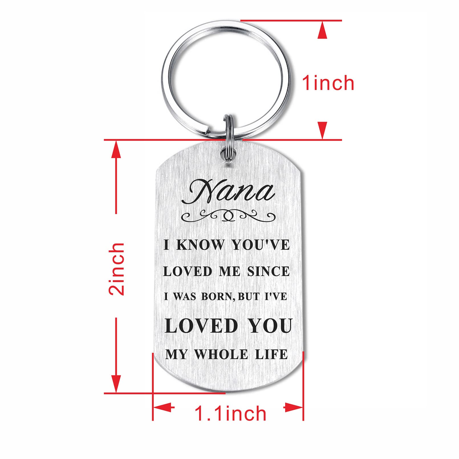 Resdink Personalized 'I Love You Nana' Keychain - Thoughtful Valentine's Day, Birthday & Mother's Day Gift for Grandmothers from Grandkids - Perfect Nana Gift for Special Occasions & Daily Reminders of Love