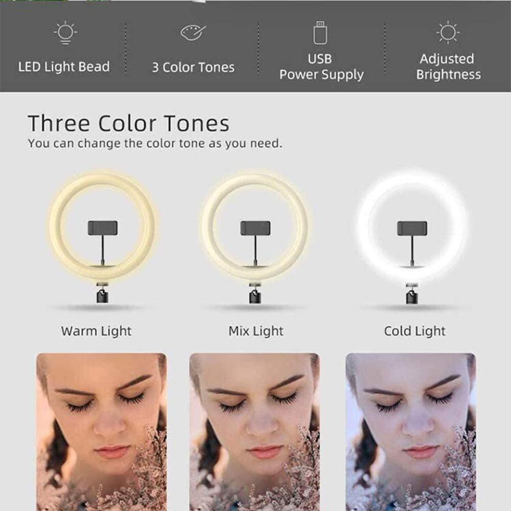 WSMLA 10'' Ring Light with Stand & Phone Holder - Adjustable LED Ring Light for Live Streaming, Makeup, Photography - Compatible with iPhone, Android & DSLR Cameras - Perfect for YouTube, TikTok, Instagram & Beauty Studio Lighting
