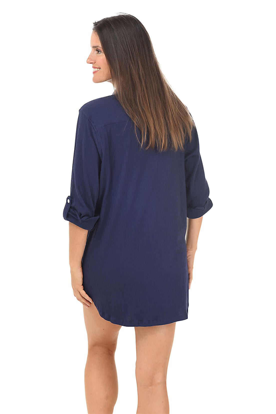 Stylish Crinkle Button Front Shirt Cover Up - Women's Lightweight Beachwear for Summer Vacation & Poolside Relaxation
