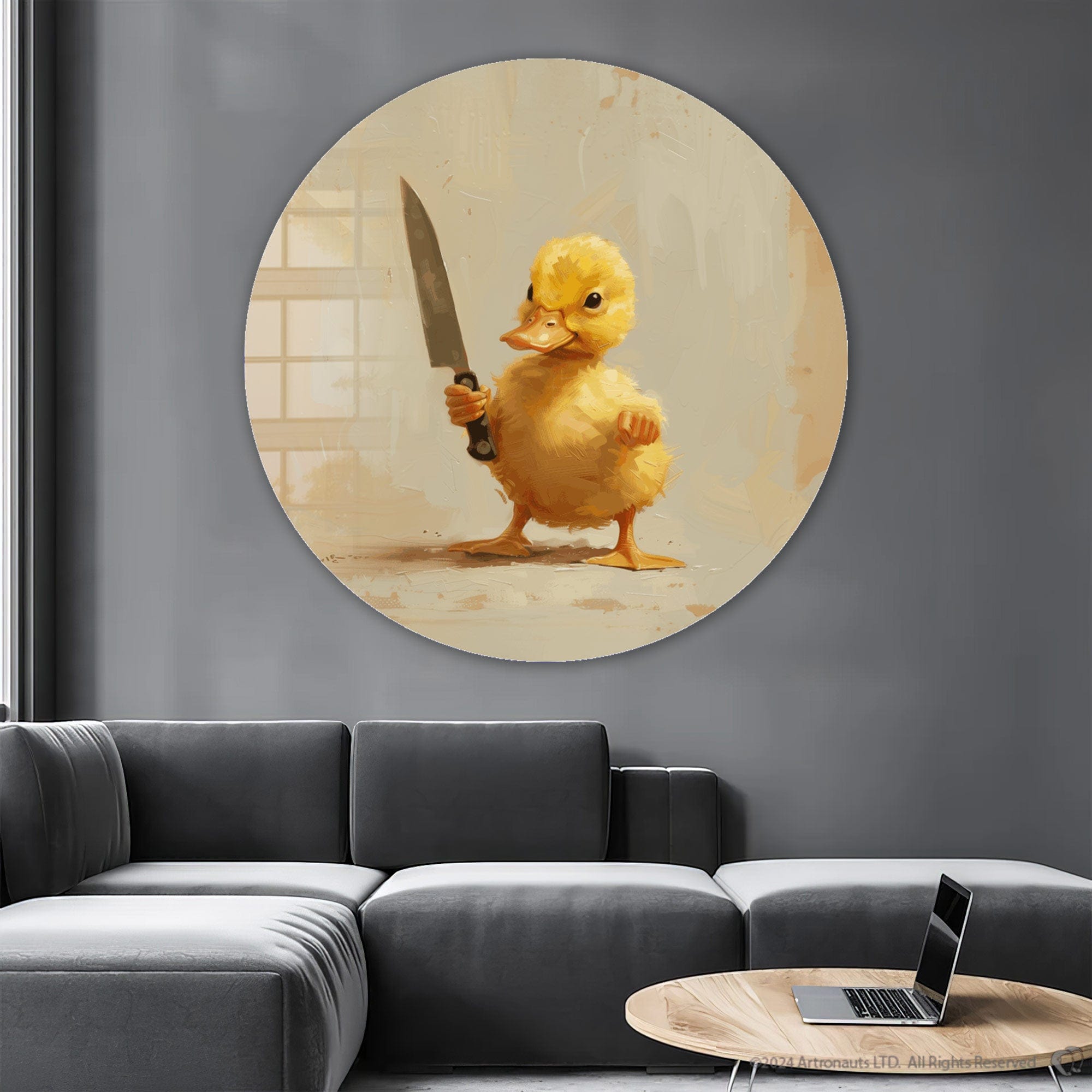 Blade Duckling Rounded Glass Wall Art - Modern Home Decor for Living Room, Bedroom & Office - Shatterproof Glass Wall Hangings