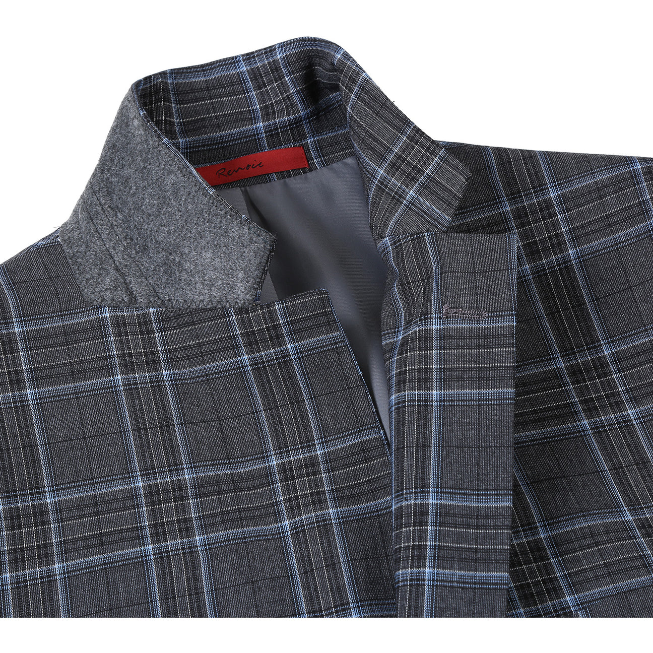 Alessandro Vitello by Renoir Gray Slim Fit Checked Suit for Men - Classic Gray Plaid Business Attire (Size 28) | Perfect for Office, Weddings & Formal Events