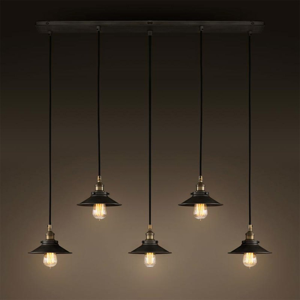 SUSUO 5-Light Linear Chandelier Modern Industrial Iron Pendant Light Fixture for Kitchen Island Dining Room - Perfect for Farmhouse, Loft & Restaurant Lighting Decor