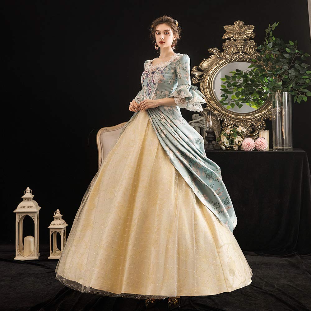 Victorian Ball Gown for Women - Elegant Long Party Dress with Rococo Details | Perfect for Masquerade Balls, Renaissance Fairs & Historical Reenactments