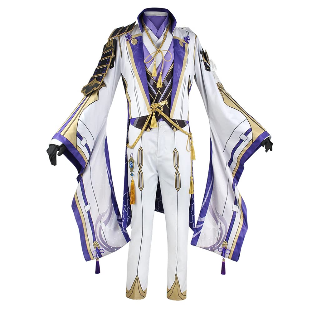 Kamisato Ayato Cosplay Costume - Anime Game Character Outfit with Long Sleeve Jacket for Men | Retro Style Halloween Party Cosplay | Perfect for Anime Conventions, Halloween Events & Themed Parties