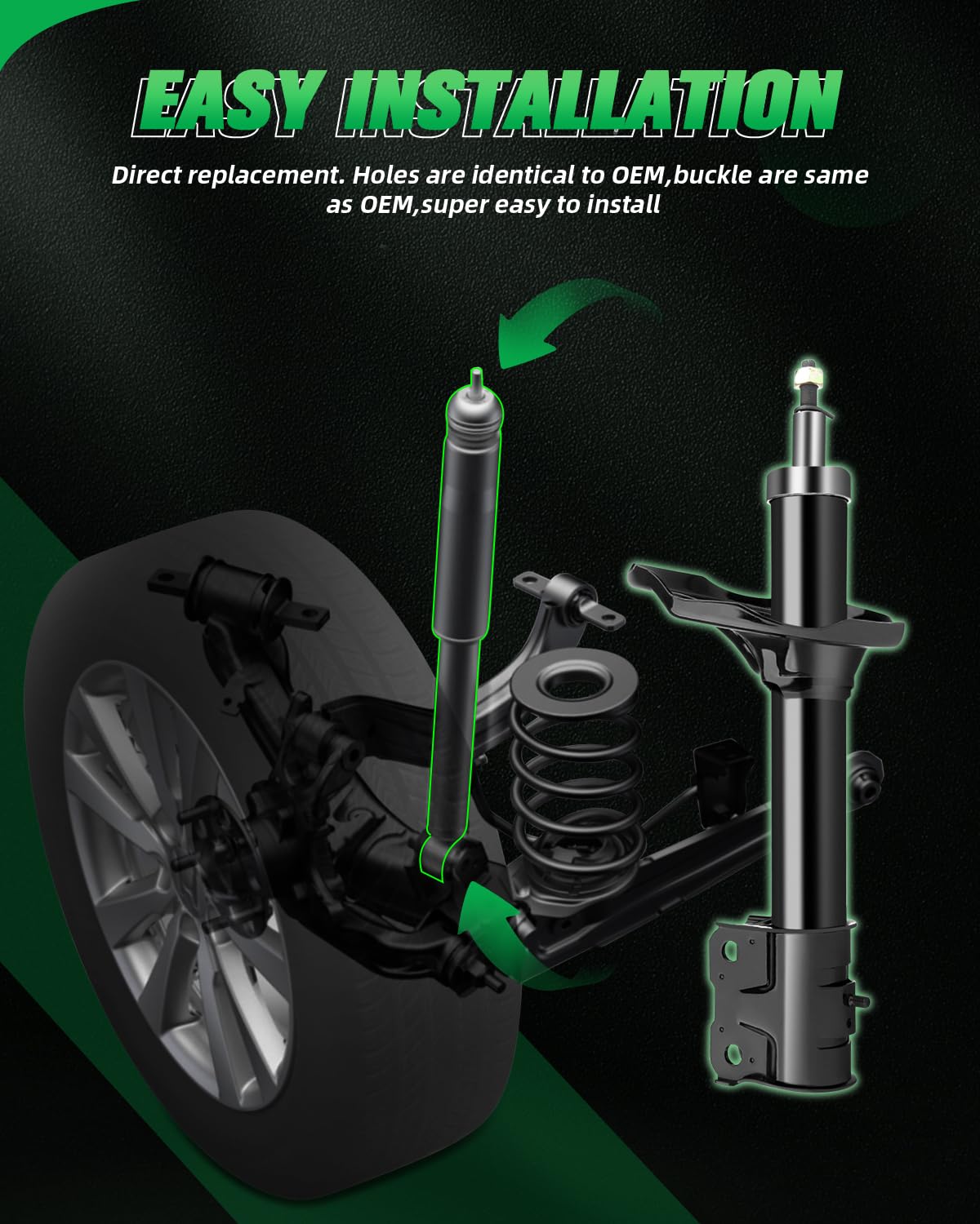 SCITOO Complete Shock Absorber & Strut Kit for Mitsubishi Outlander 2003-2004 - Front & Rear Suspension Replacement - Perfect for Off-Roading, Daily Commuting & Smooth Ride Comfort