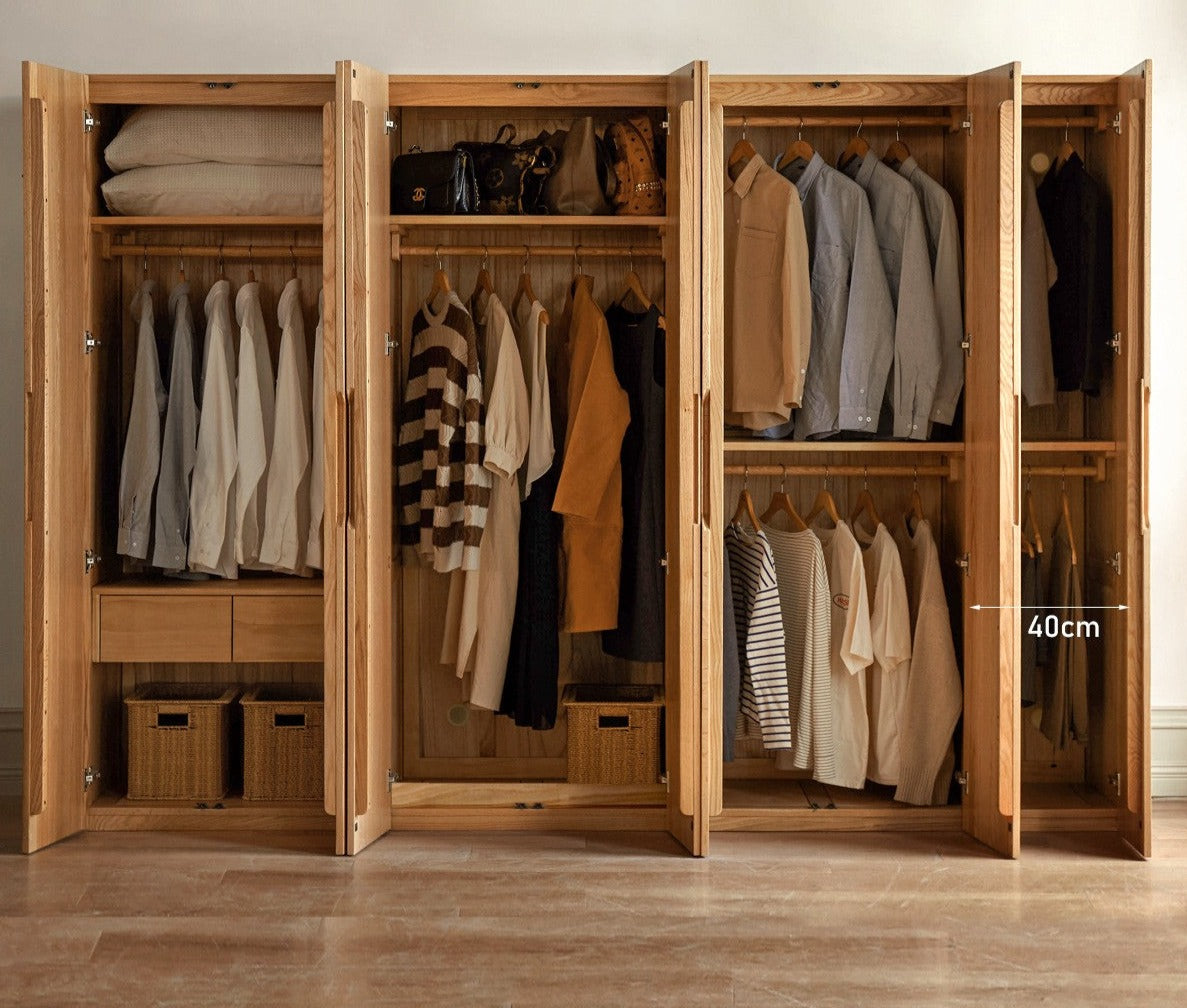Solid Oak Wood Wardrobe - Premium Quality, Spacious Storage for Bedroom, Closet & Home Organization