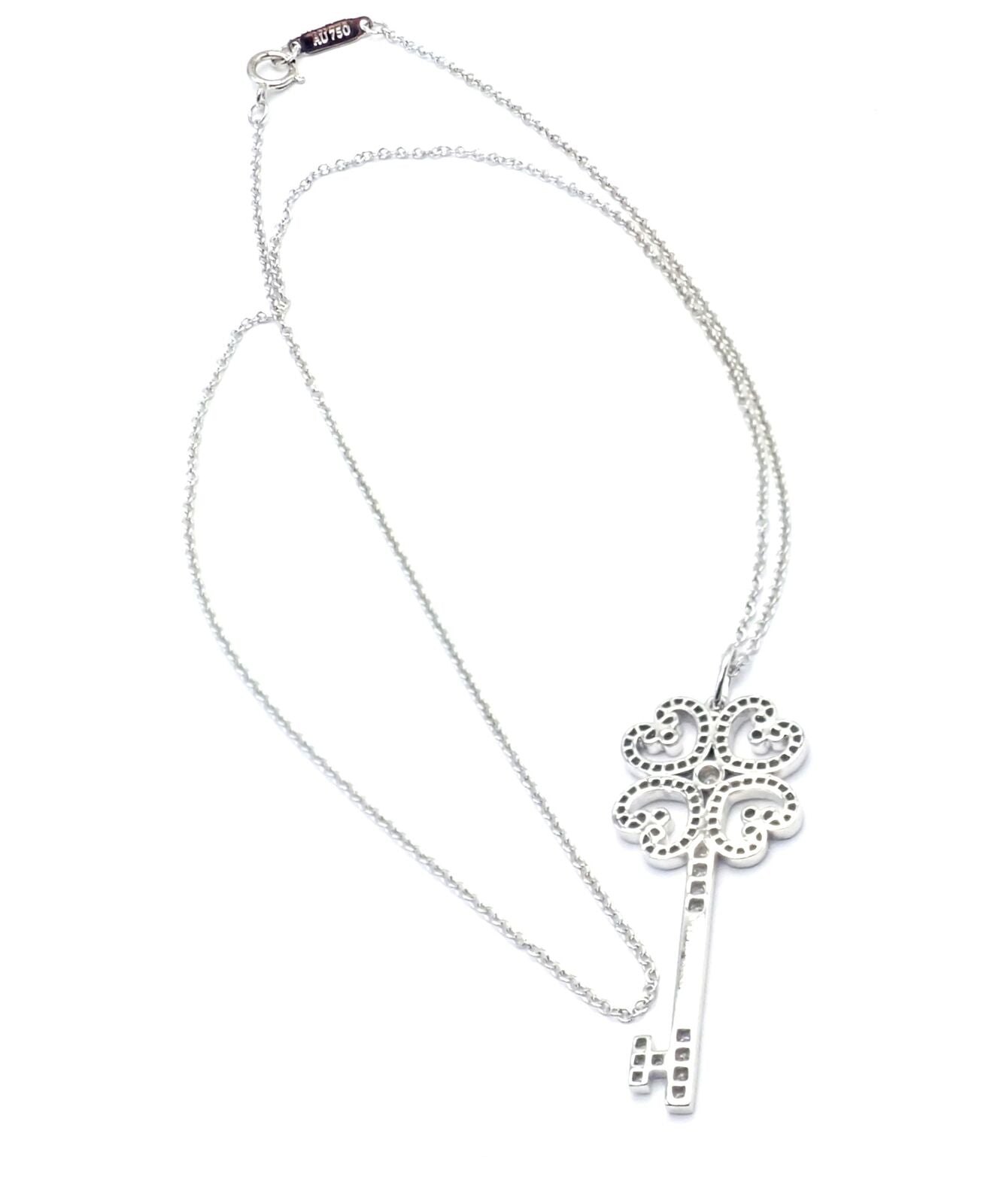 Tiffany & Co Platinum & 18k White Gold Enchant Quatra Heart Key Pendant Necklace - Elegant Jewelry Gift for Women, Perfect for Anniversaries & Special Occasions
