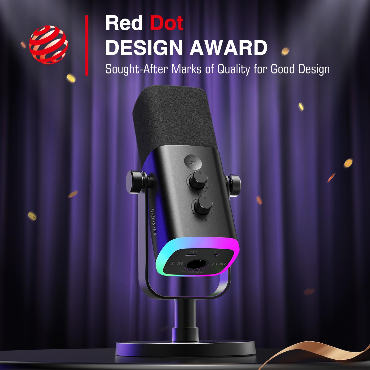 Fifine AM8 XLR/USB Dynamic Microphone for Podcasting, Gaming & Streaming - RGB Lighting, Mute Button, Headphone Jack & Desktop Stand - Perfect for YouTube, VoiceOver, Singing & PC Recording (Ideal for Home Studios, Twitch Streamers & Content Creators)