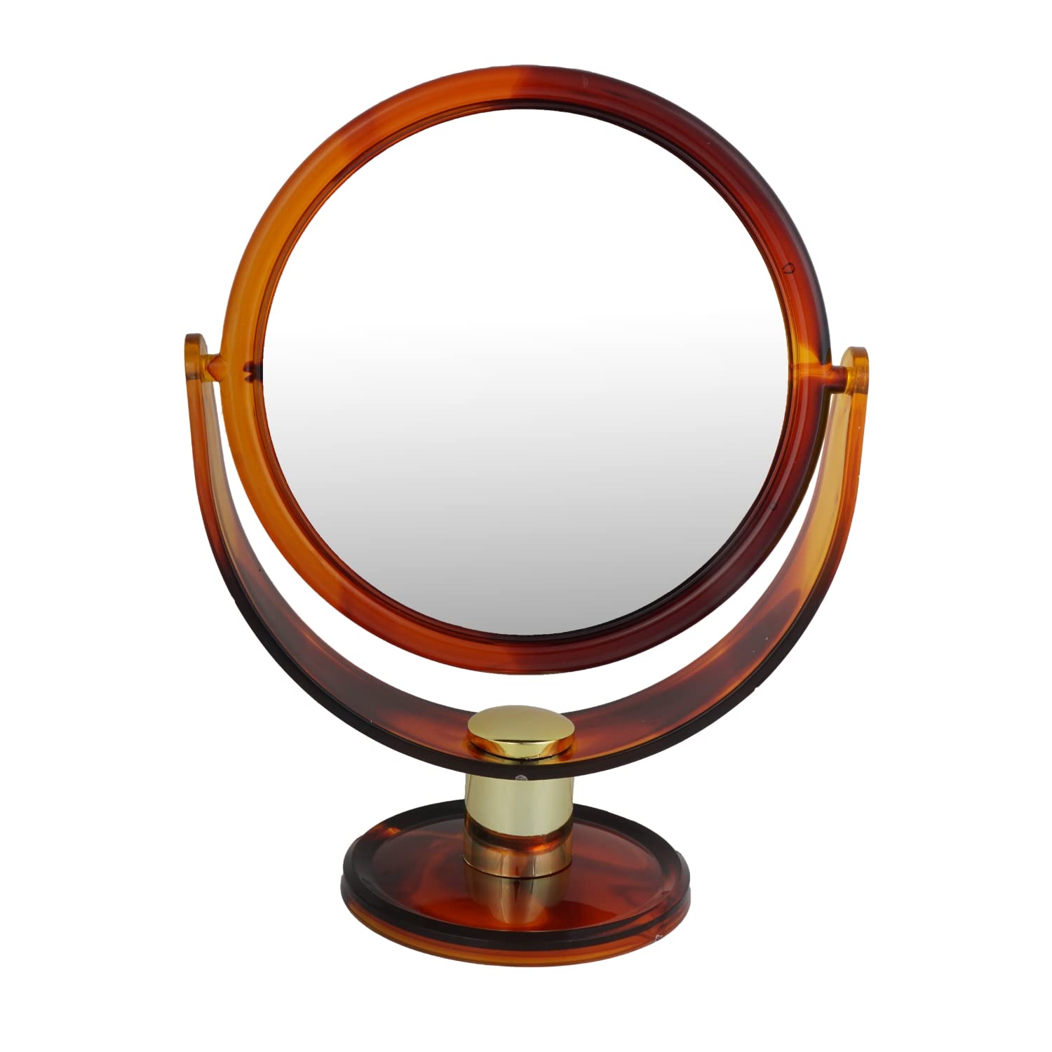 Scarlet Line Professional Round Double-Sided Magnifying Makeup Mirror with Stand - 1X/10X Magnification Vanity Mirror for Men & Women, Framed Tabletop Dressing Mirror - Perfect for Makeup Application, Skincare Routine & Grooming