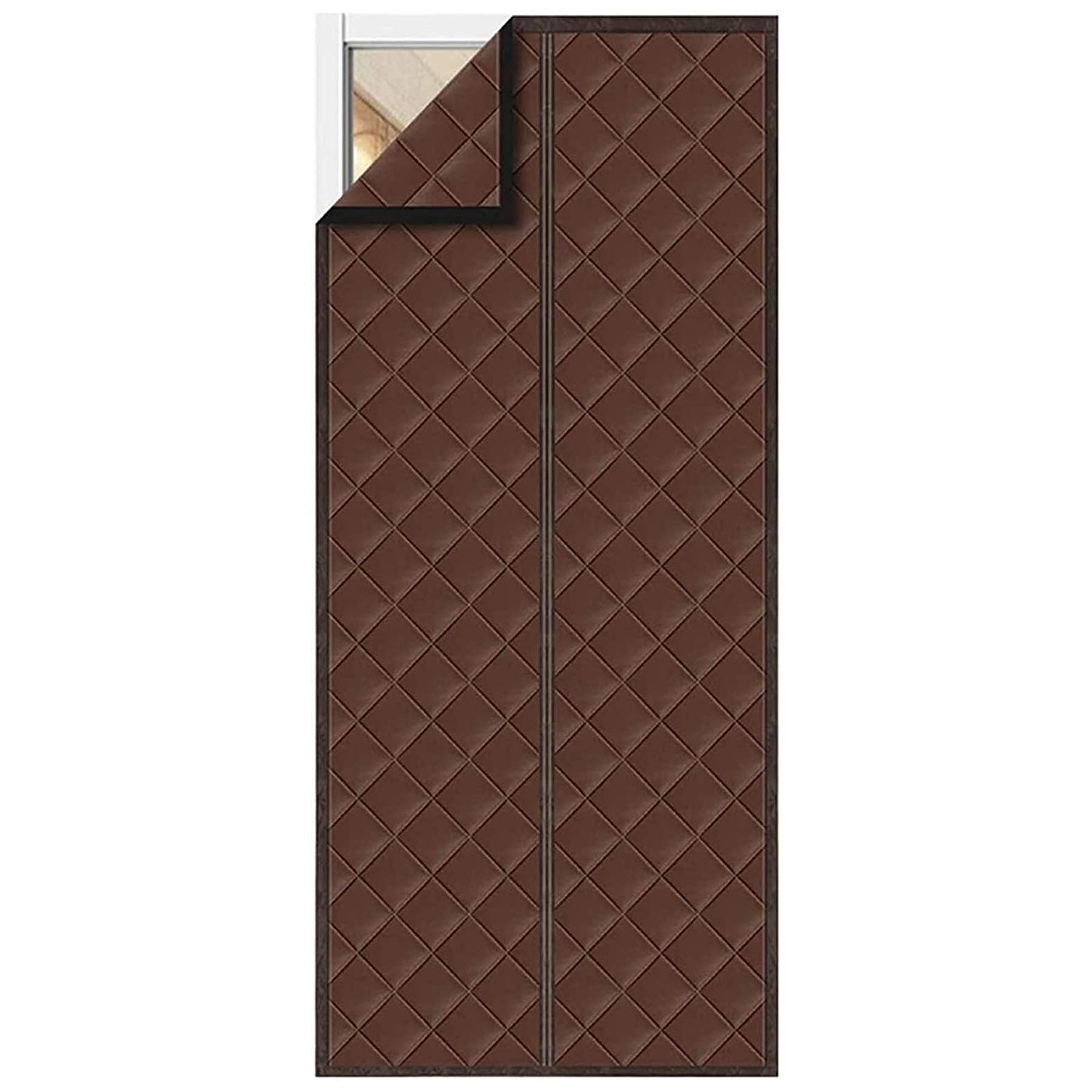 Heavy Duty Magnetic Thermal Door Curtain - 72x92 Inch Insulated Windproof Cold-Resistant Screen Door with Auto-Close PU Cover for Front/Back/Patio Doors - Perfect for Winter Energy Savings & Home Insulation