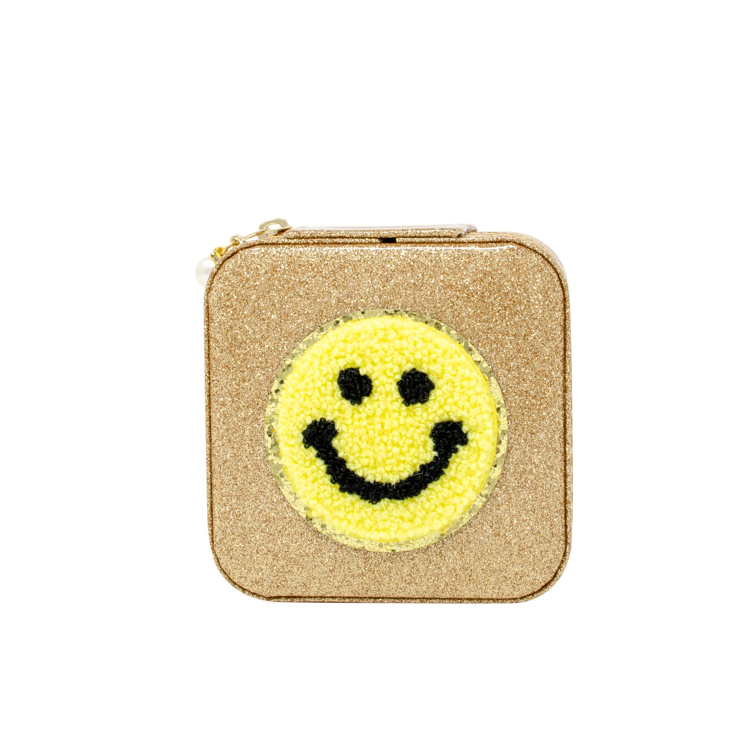 Happy Face Sparkle Jewelry Box - Elegant Storage for Necklaces, Rings & Earrings - Perfect for Travel, Gifts & Bedroom Decor