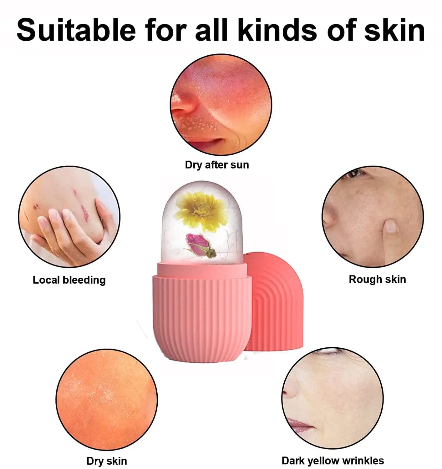 QURAX Reusable Silicone Ice Facial Roller for Puffiness & Dark Circles - Cold Therapy Face Massager for Skincare, Reduce Edema & Soothe Skin - Perfect for Morning Routine, Post-Workout, or Sunburn Relief (Pack of 1)
