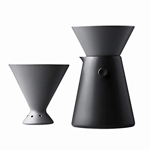 Premium Black Ceramic V60 Pour Over Coffee Maker Set - Woodpecker Coffee Dripper & Decanter for 1-4 Cups - Ideal for Home Brewing, Office Use & Specialty Coffee Lovers