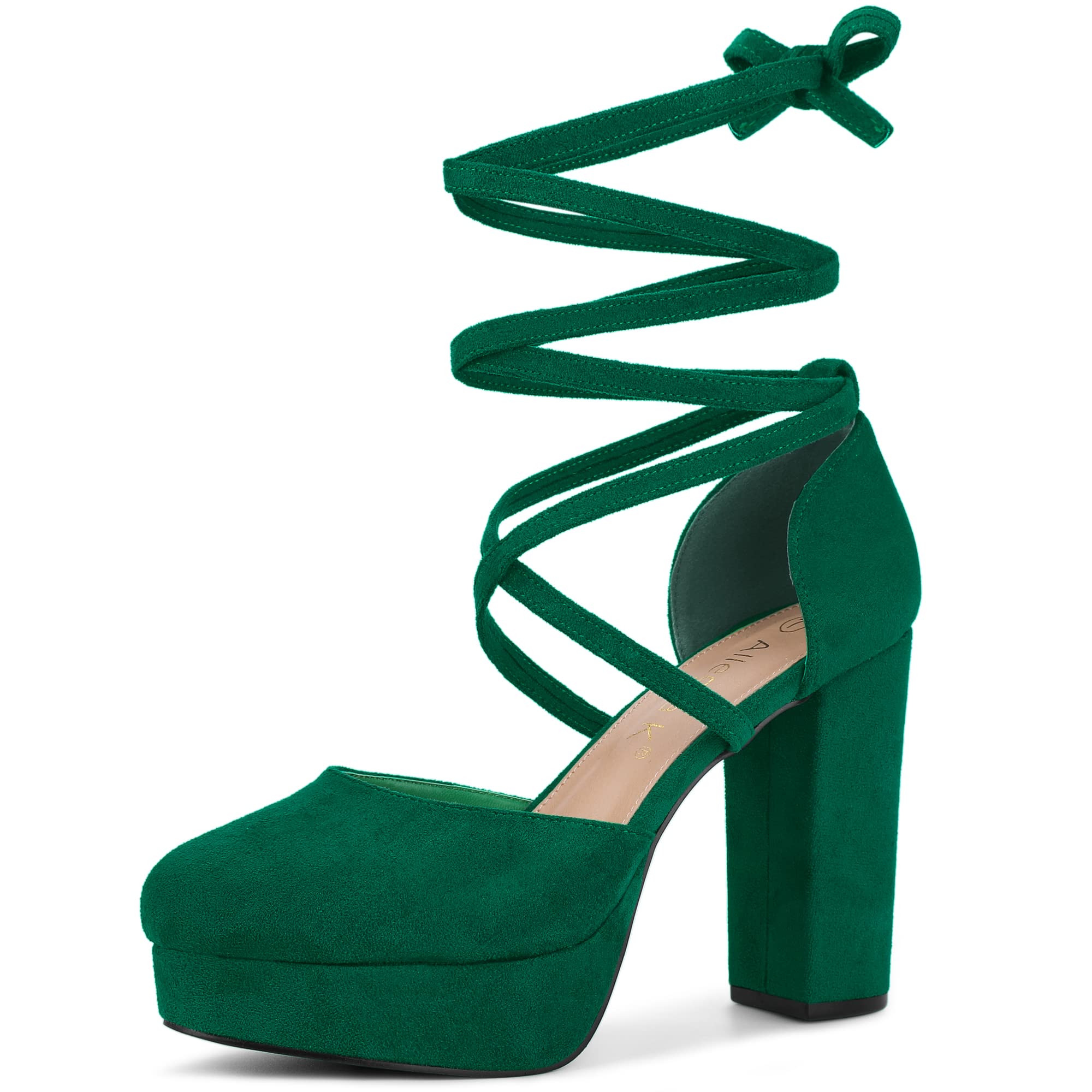 Allegra K Women's Chunky Heel Lace Up Platform Pumps - Strappy High Heel Shoes for Women, Perfect for Parties, Weddings & Evening Events