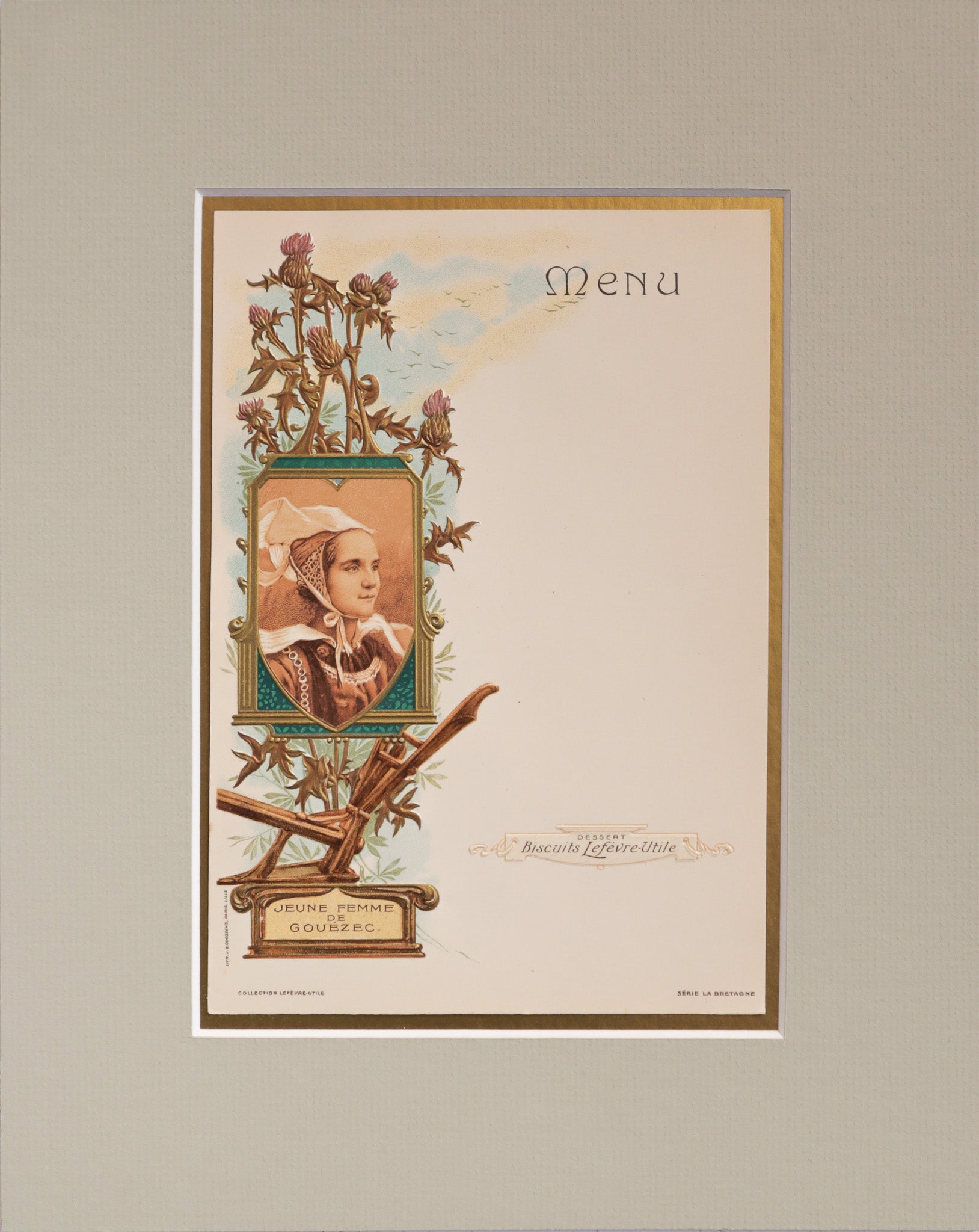 1900 Original French Advertising Menu - Vintage Bretonne Gouezec Poster - Antique Restaurant Decor - Perfect for Home, Office & Cafe Wall Art